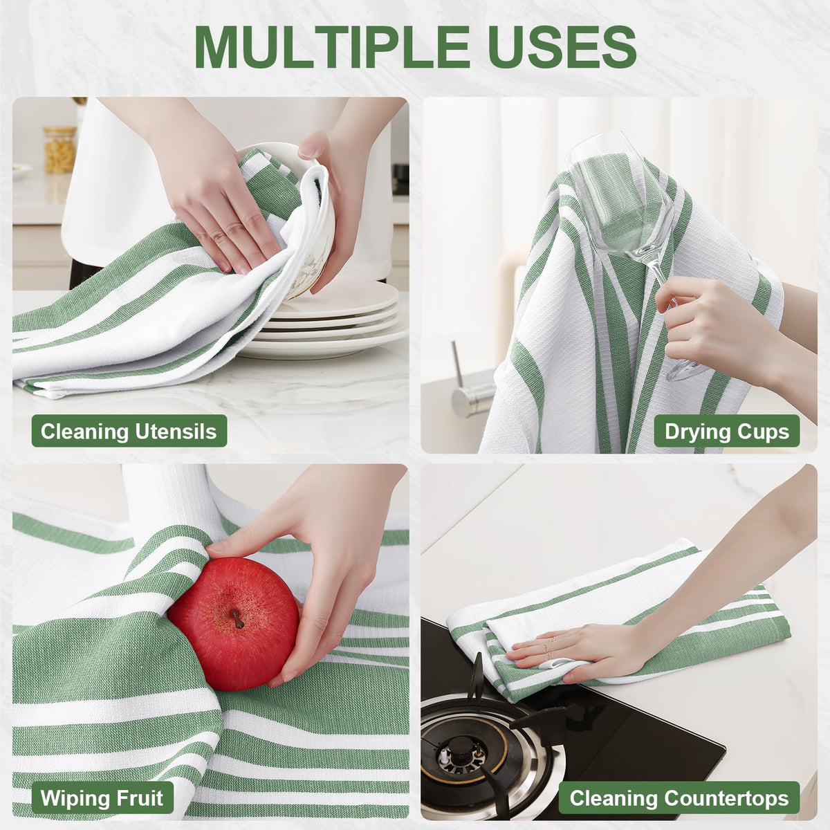 Premium Cotton Stripe Kitchen Towels 6 Pack (6 Count)