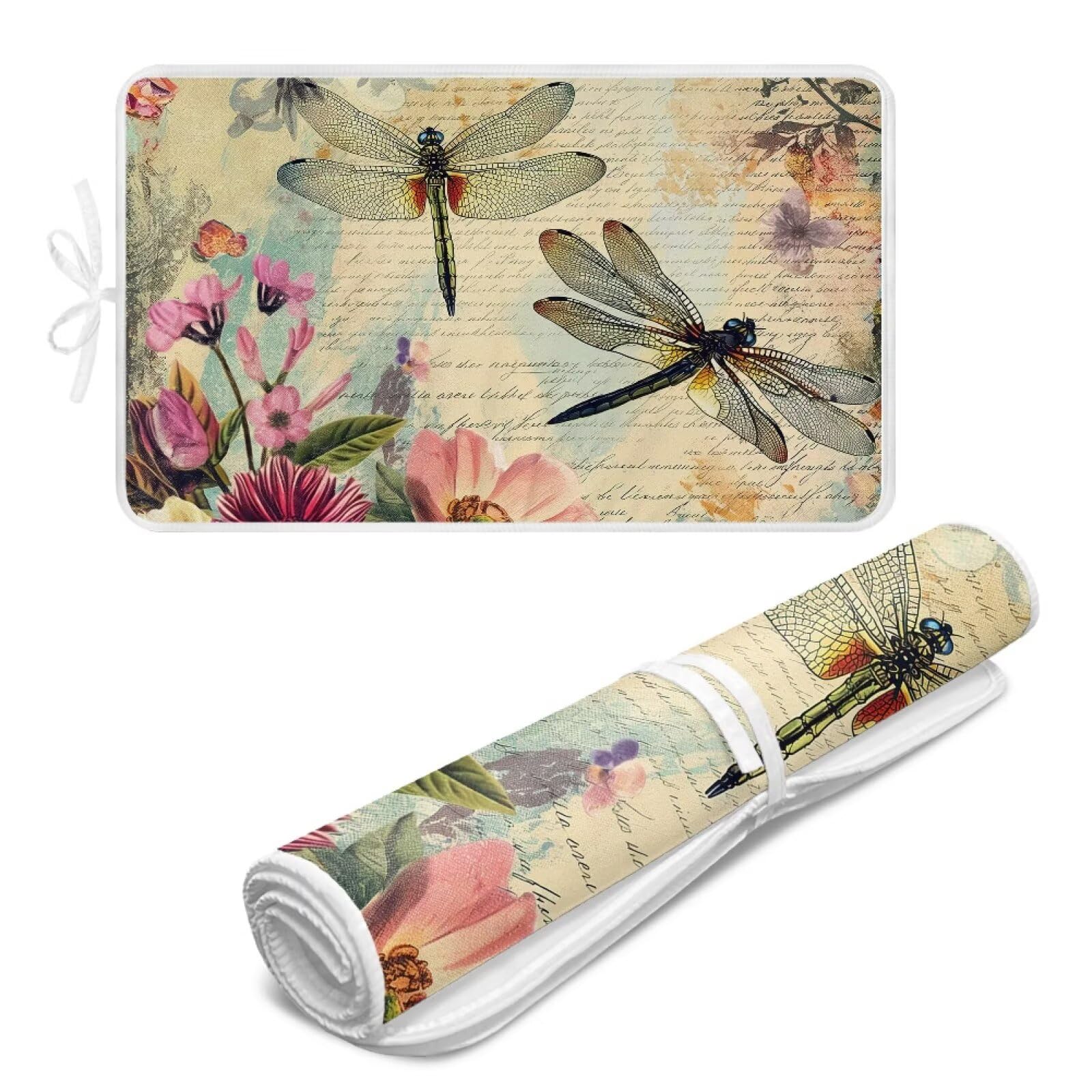 Vintage Ironing Pad Dragonfly Ironing Blanket Thick Travel Iron Pad Heat Resistant Ironing Board Cover for Table Top