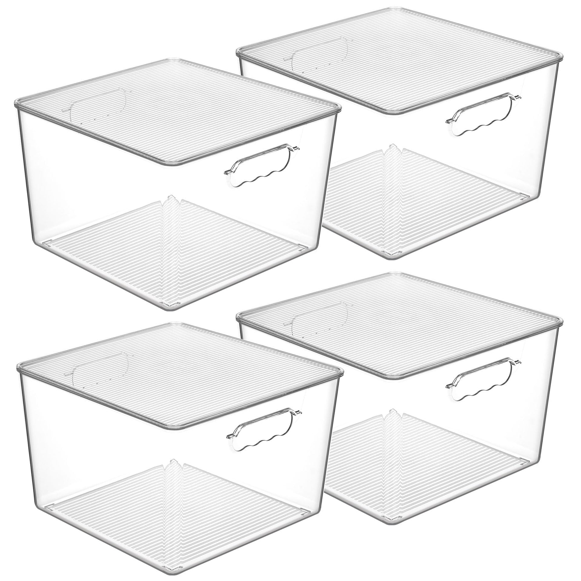 4 Pack Extra Large Clear Stackable Storage Bins with Lids for Cube (4 Count)