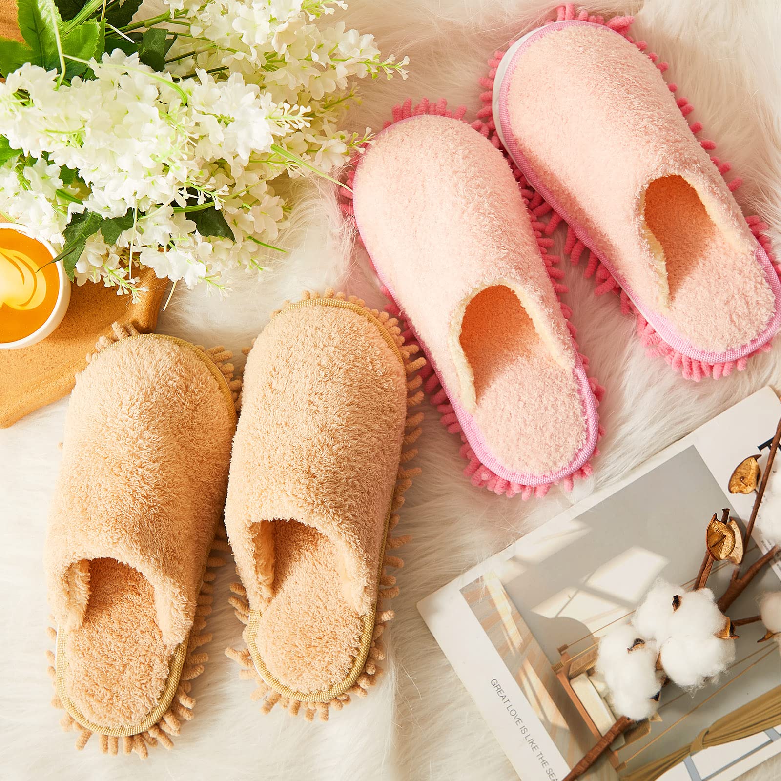 2 Pair Microfiber Slippers Floor Cleaning Mop