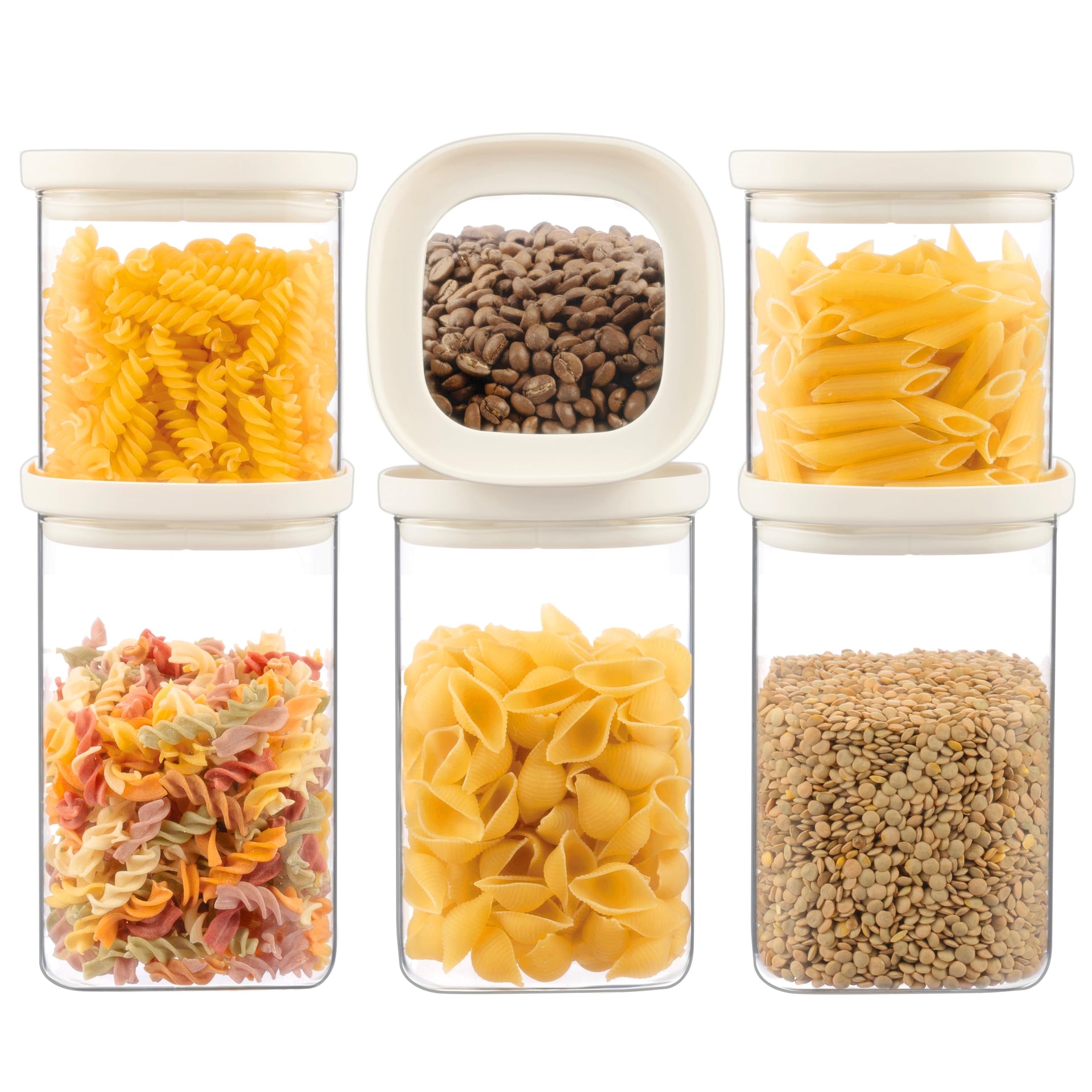 Glass Food Storage Jar with Glass Lid in Square Shape (6 Count)