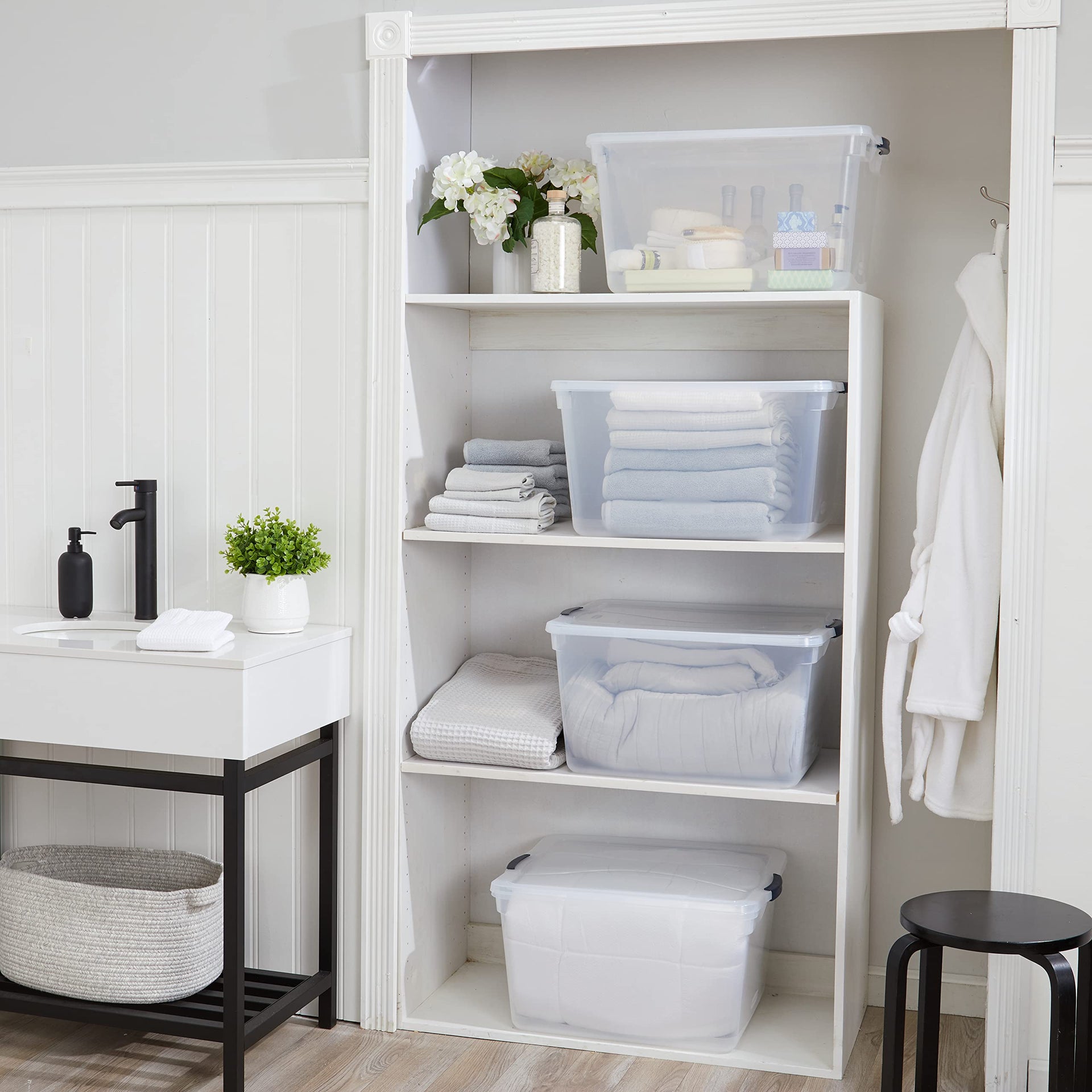 Cleverstore 71 Qt Clear Storage Bins with Lids (4 Count)