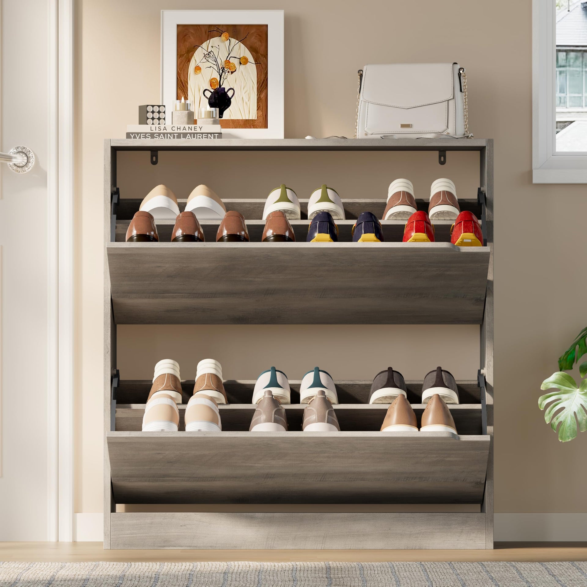 Shoe Cabinet with 2 Flip Drawers
