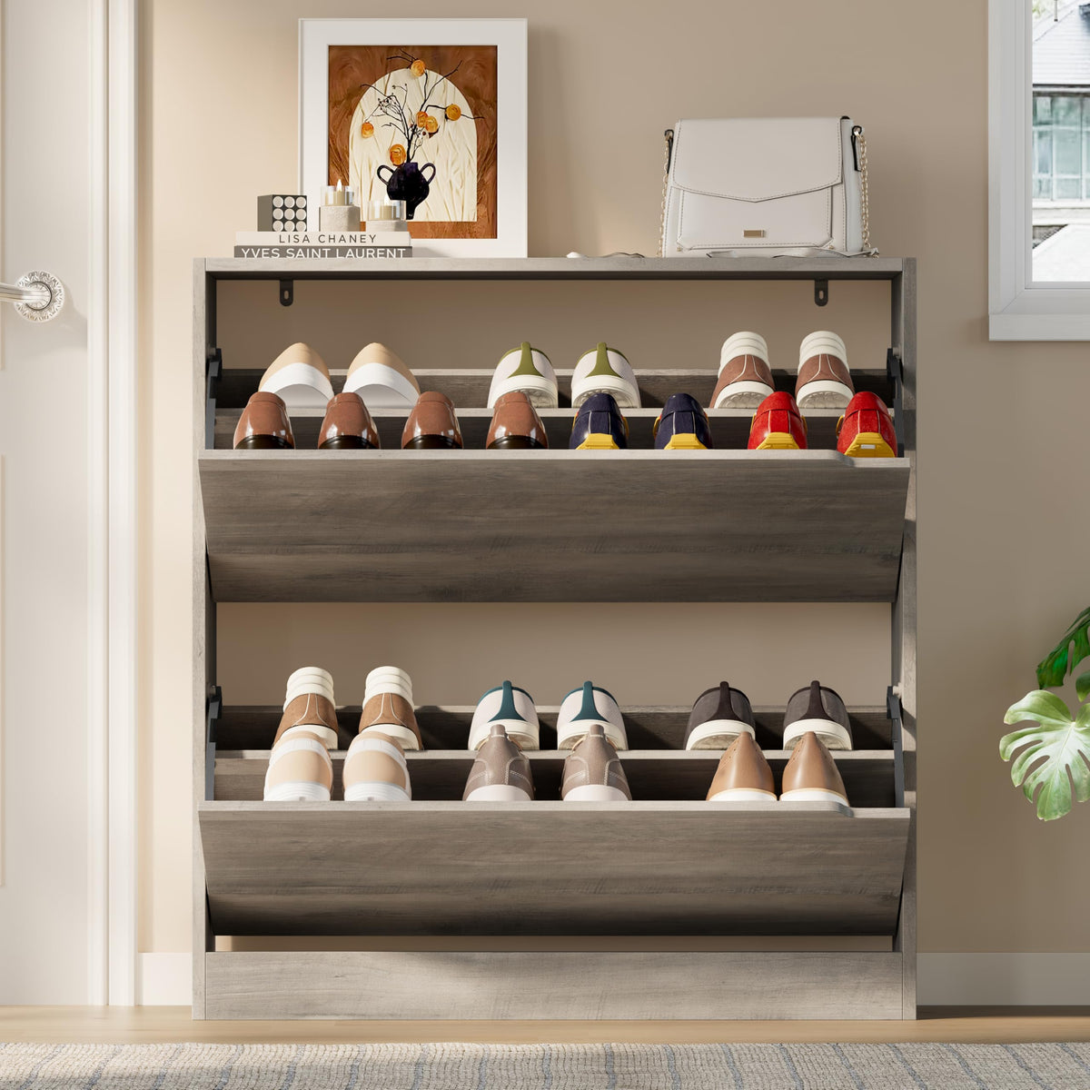 Shoe Cabinet with 2 Flip Drawers