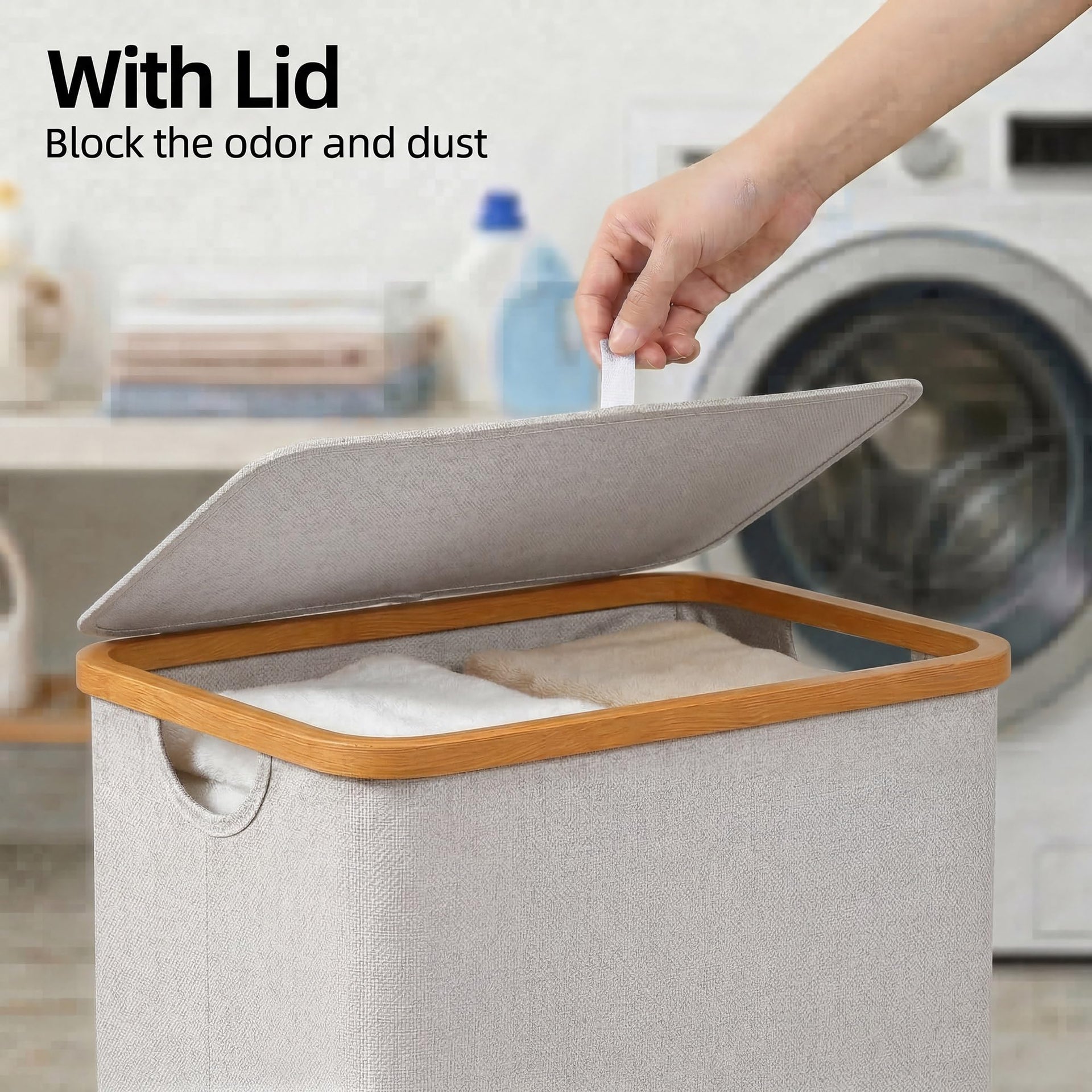 Laundry Basket with Lid and Removable Bag