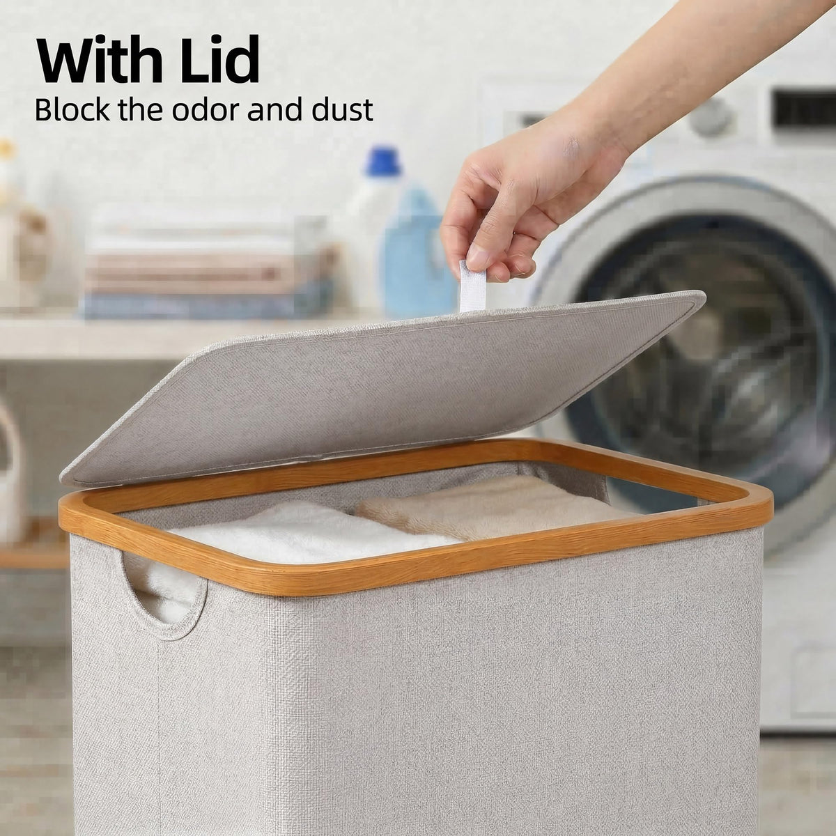 Laundry Basket with Lid and Removable Bag