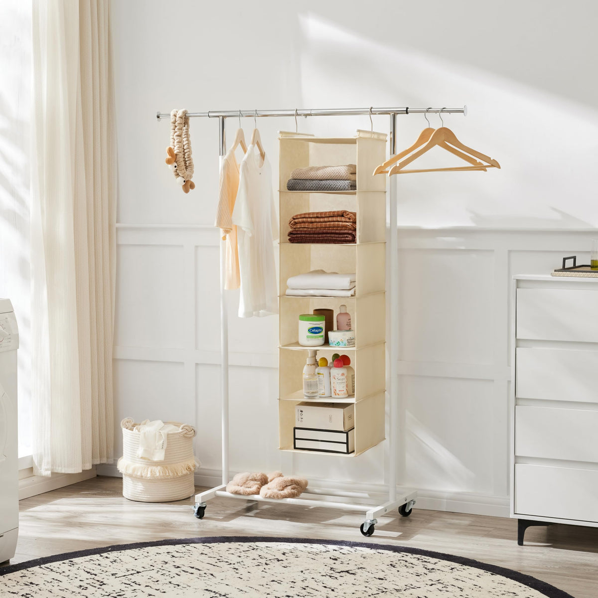 2 Pack 6 Tier Foldable Hanging Closet Organizer