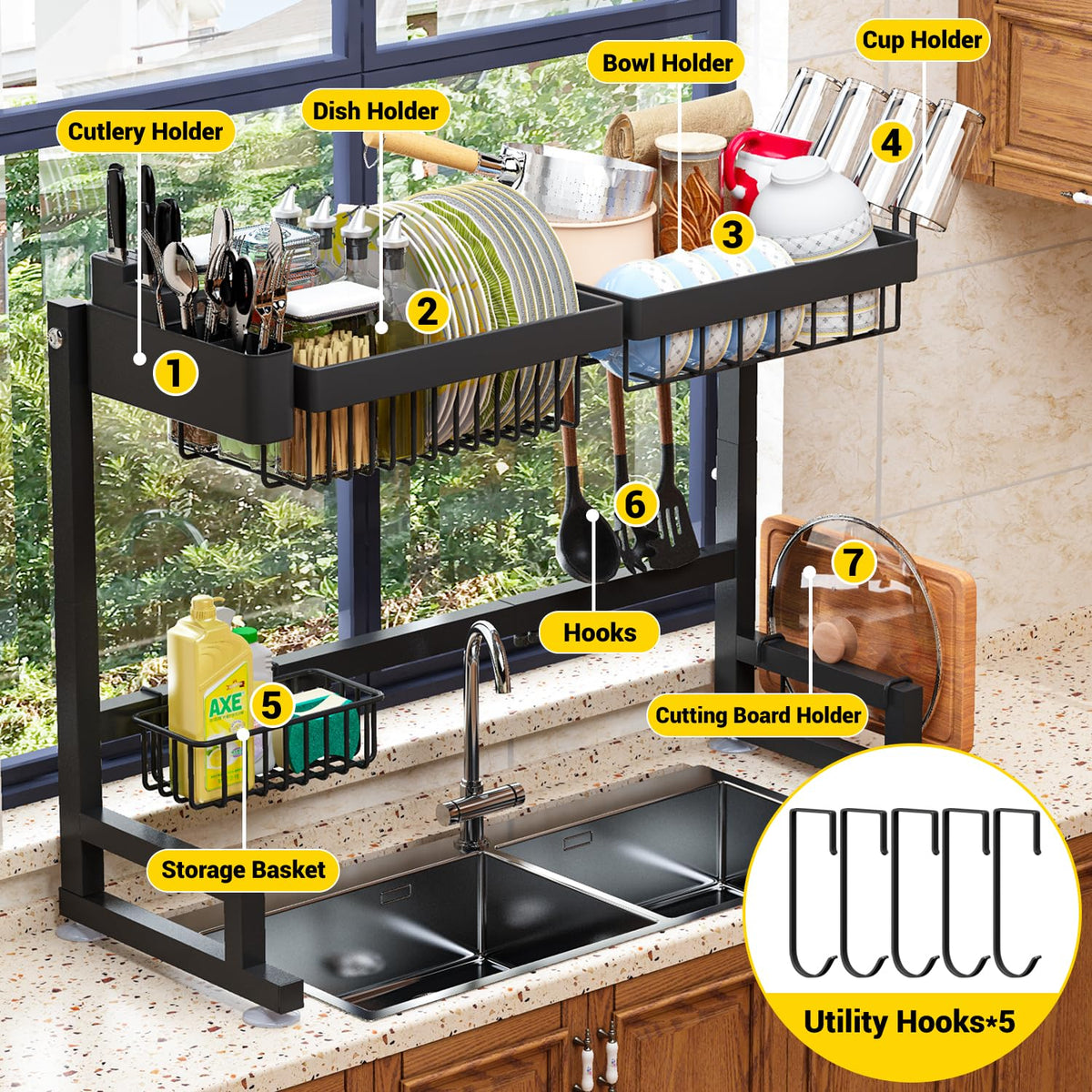 Over Sink Dish Drying Rack