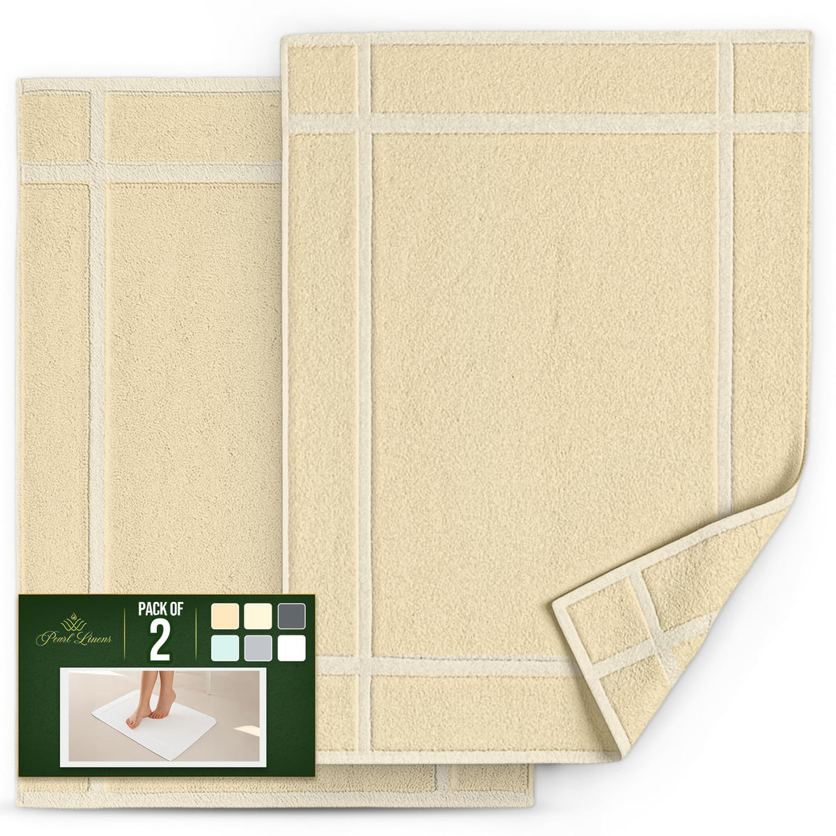 Pack of 2 100% Cotton Bath Mat 18x25 inches (2 Count)