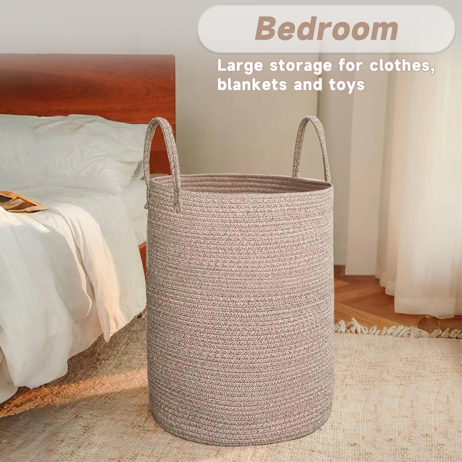 60L Cotton Rope Laundry Basket Hamper