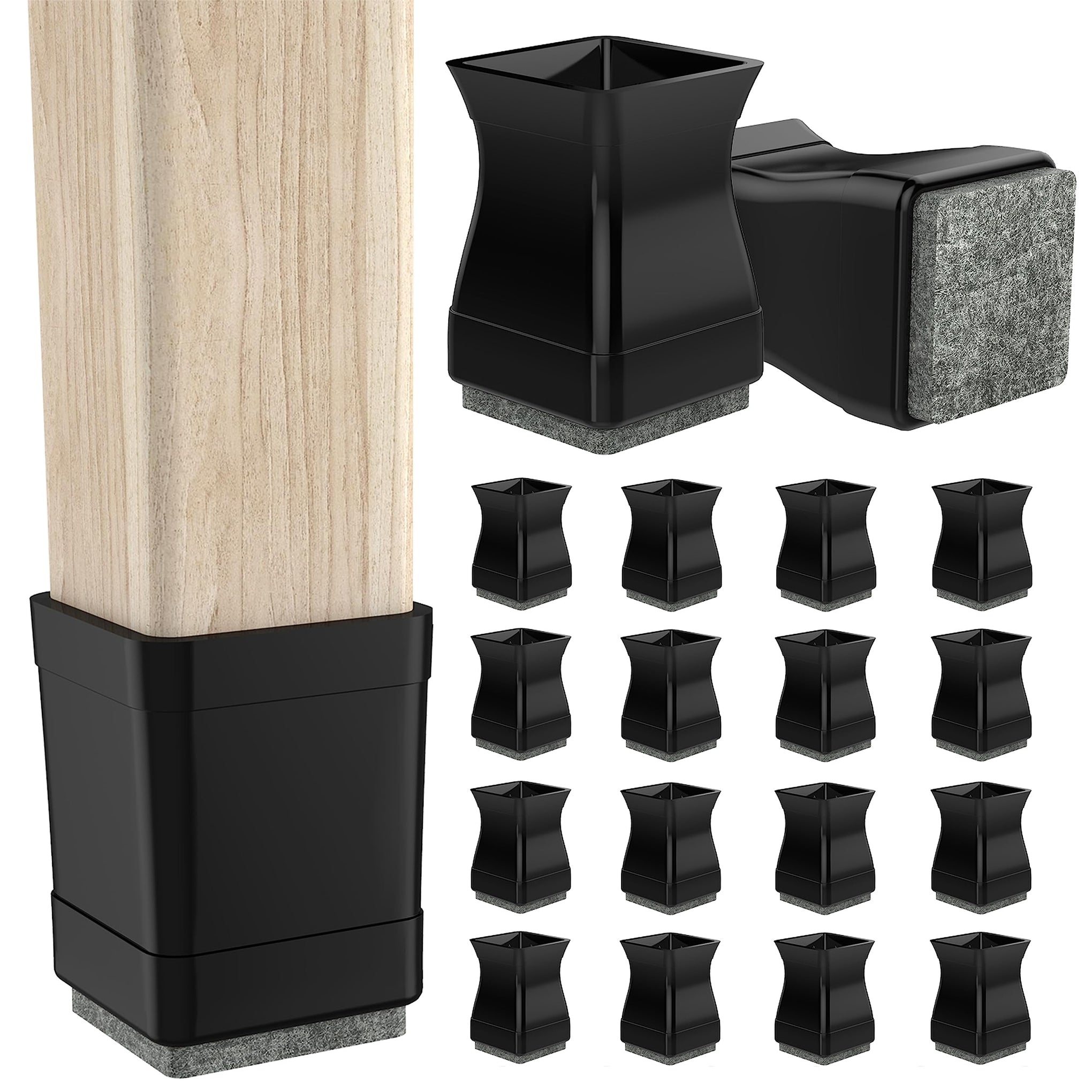Square Chair Leg Protectors for Hardwood (16 Count)