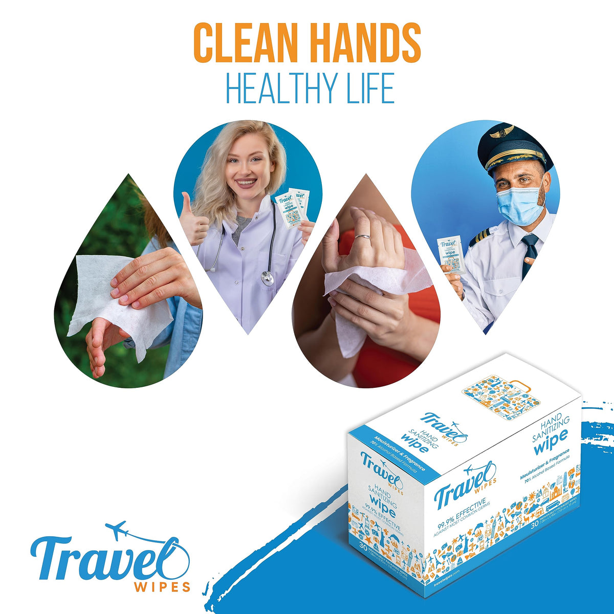 Hand Sanitizing Travel Wipes (30 Count)
