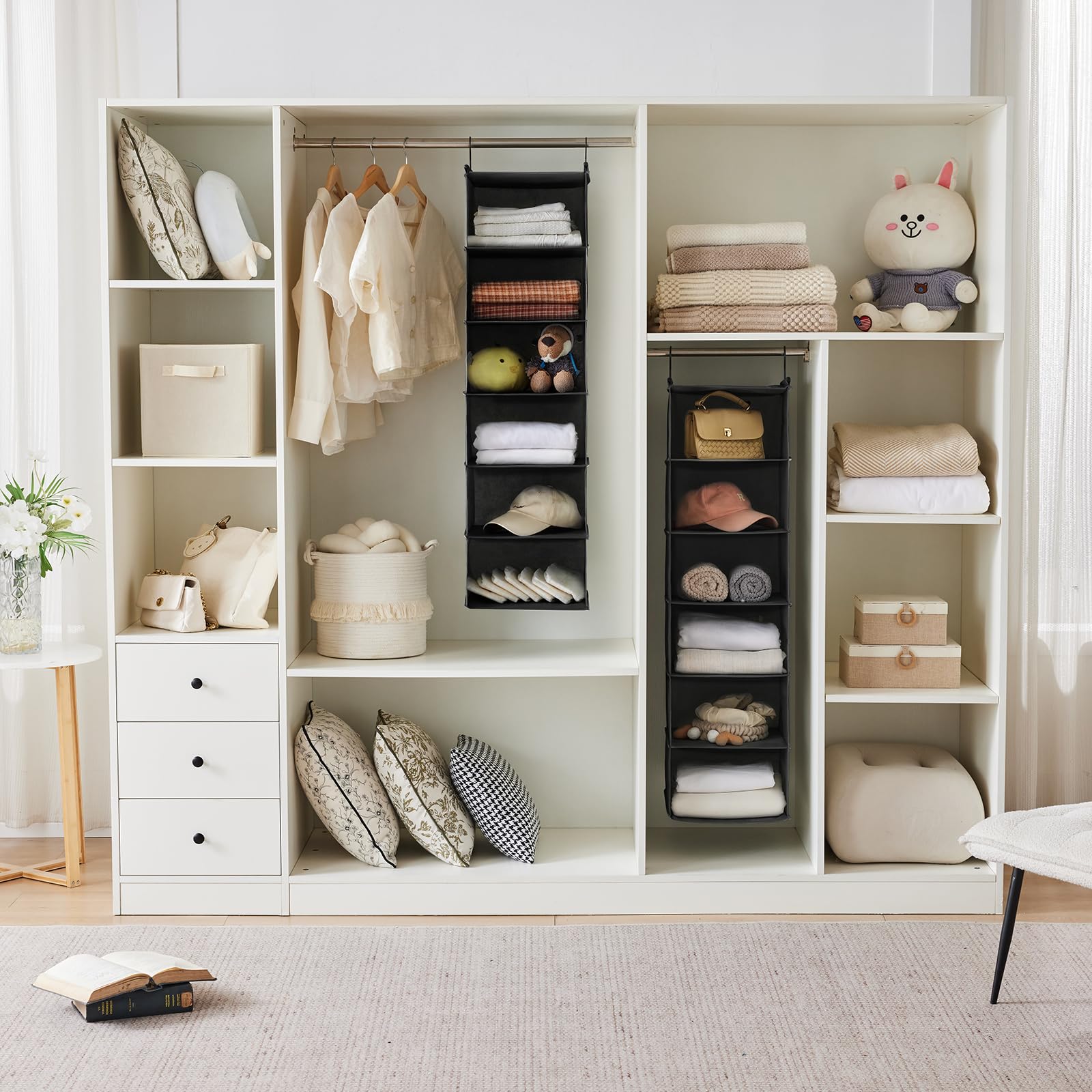 6 Tier Hanging Closet Organizer with 2 Sturdy Hooks