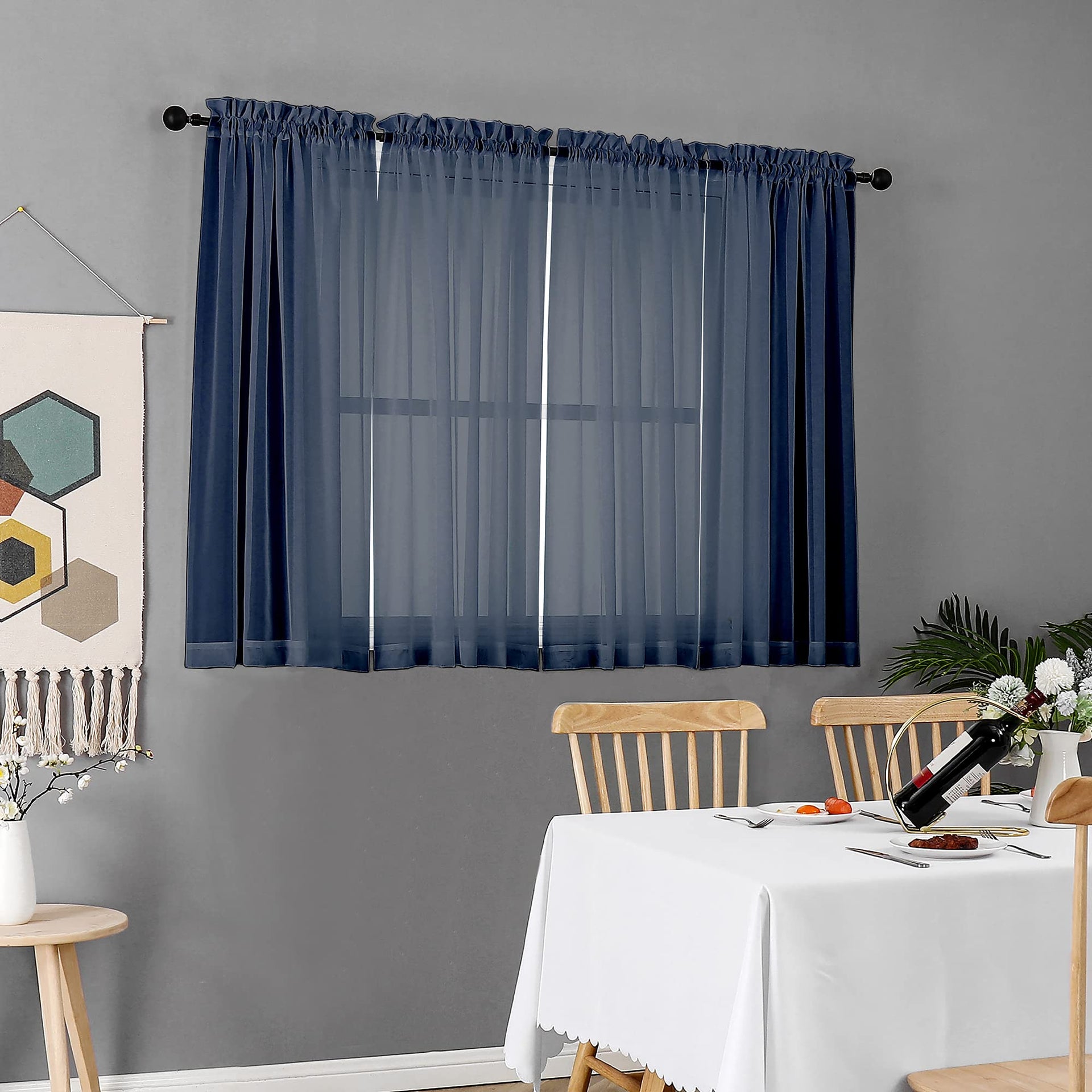 Voile Sheer Curtain Panels 45in Long 2 Pack