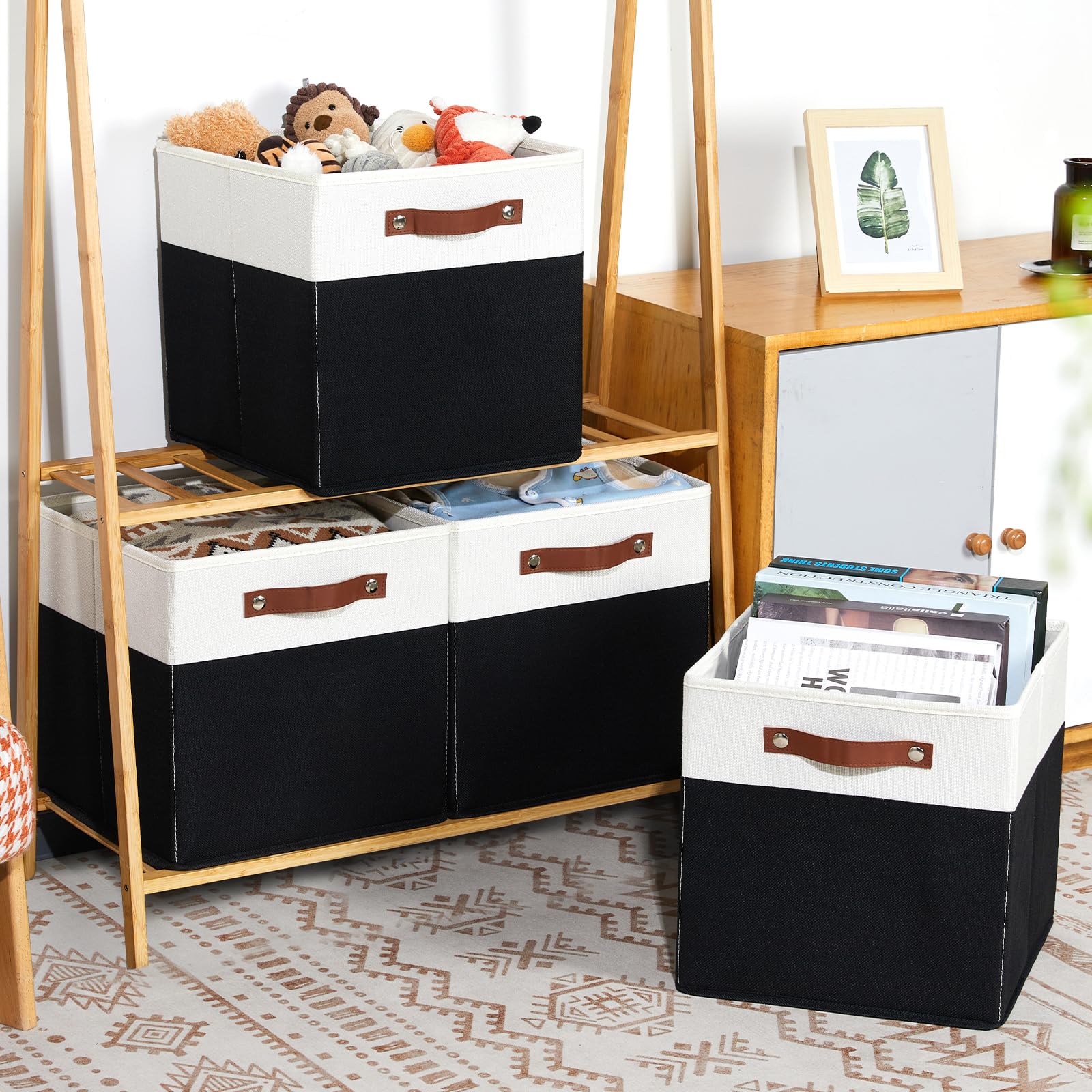 Fabric Storage Bins for Shelves (4 Count)