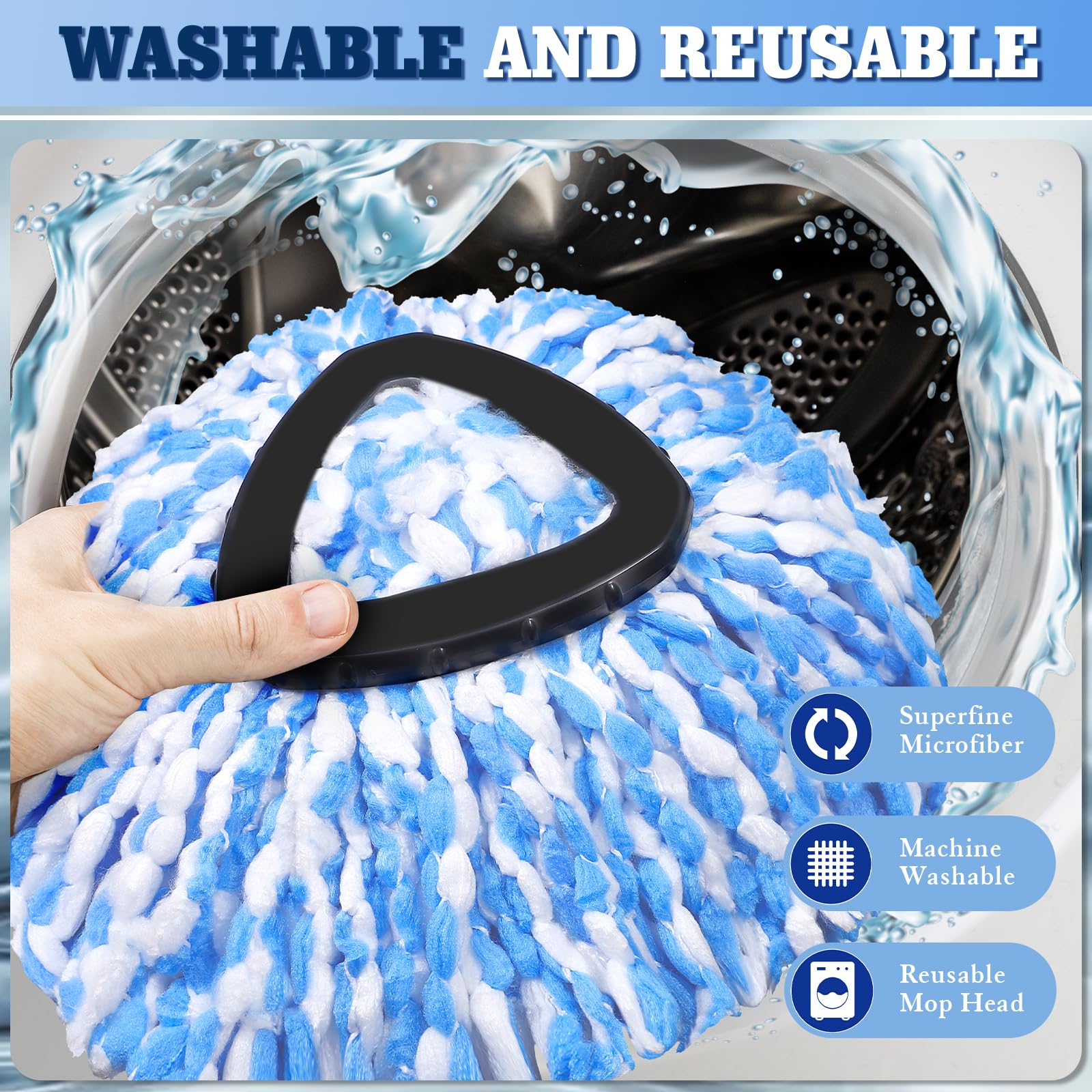 4 Pack Spin Mop Replacements Head Compatible for Ocedar RinseClean 2 (9 Count) - ModHome Supplies