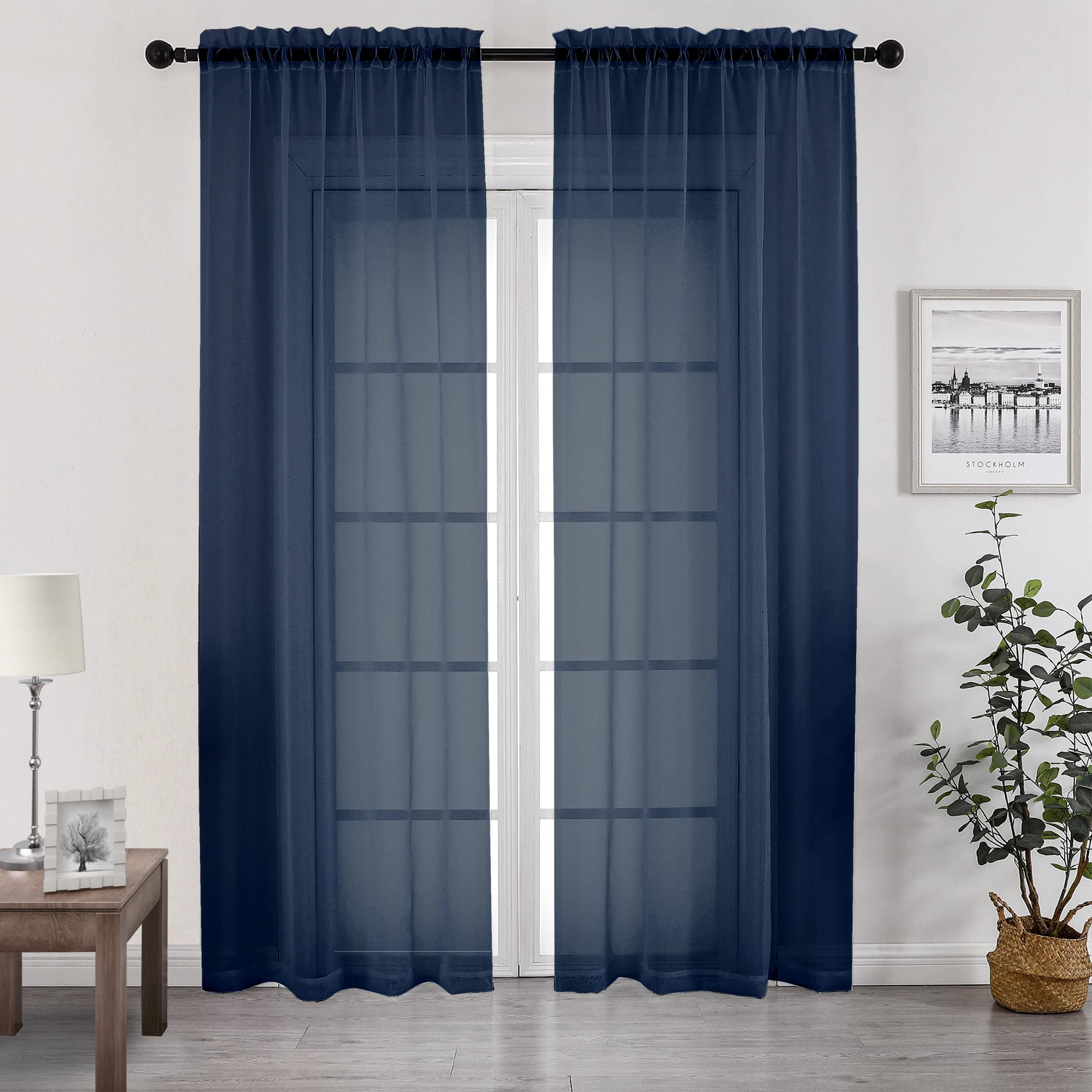 Sheer Curtains Extra Long 96 inch 2 PCS
