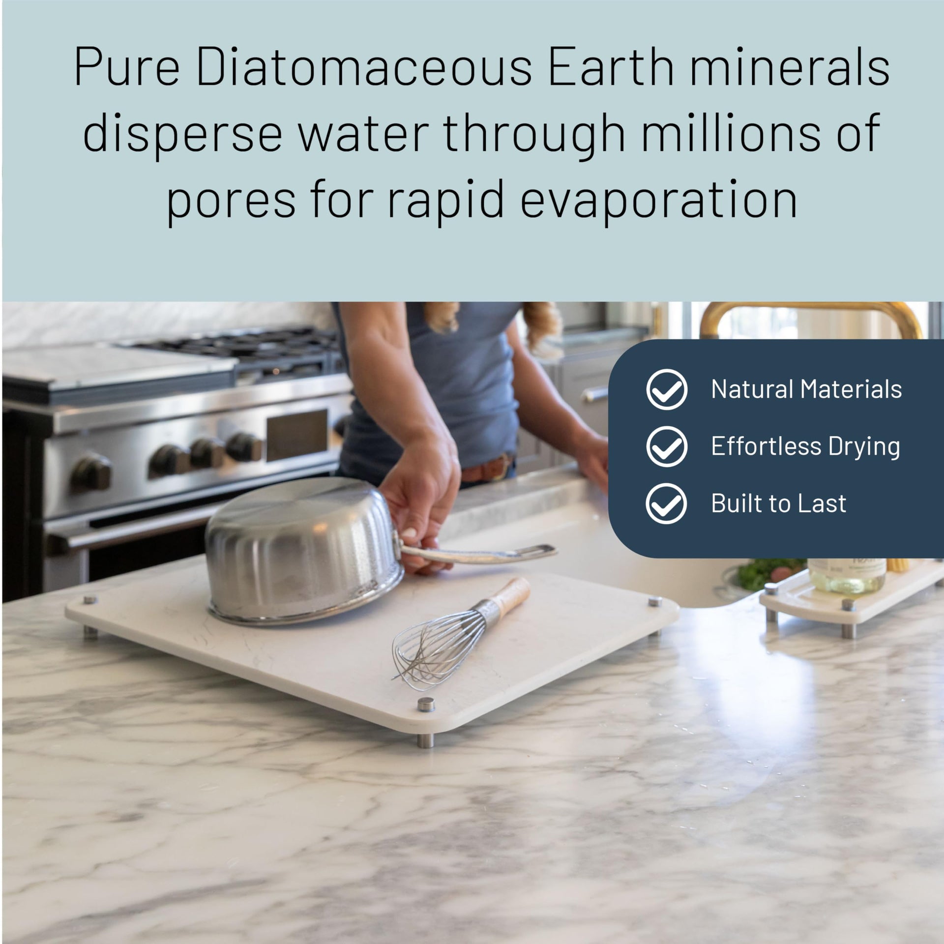 LARGE White Stone Dish Drying Mat for Kitchen Counter
