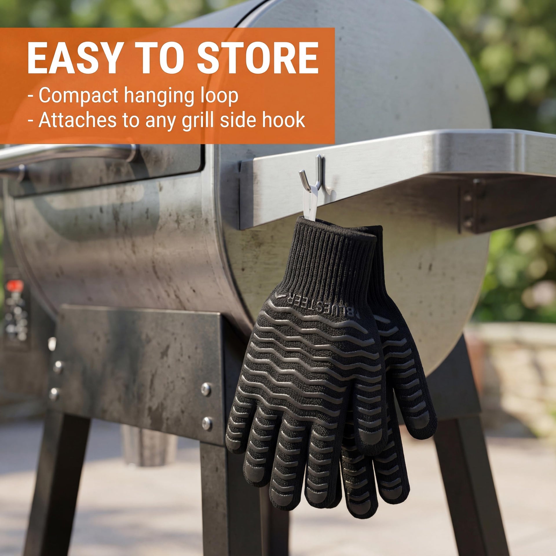 BBQ Gloves 1472°F Heat Resistant Oven Gloves with Fingers Heat Proof Grill Gloves Non (9.6 Ounce)