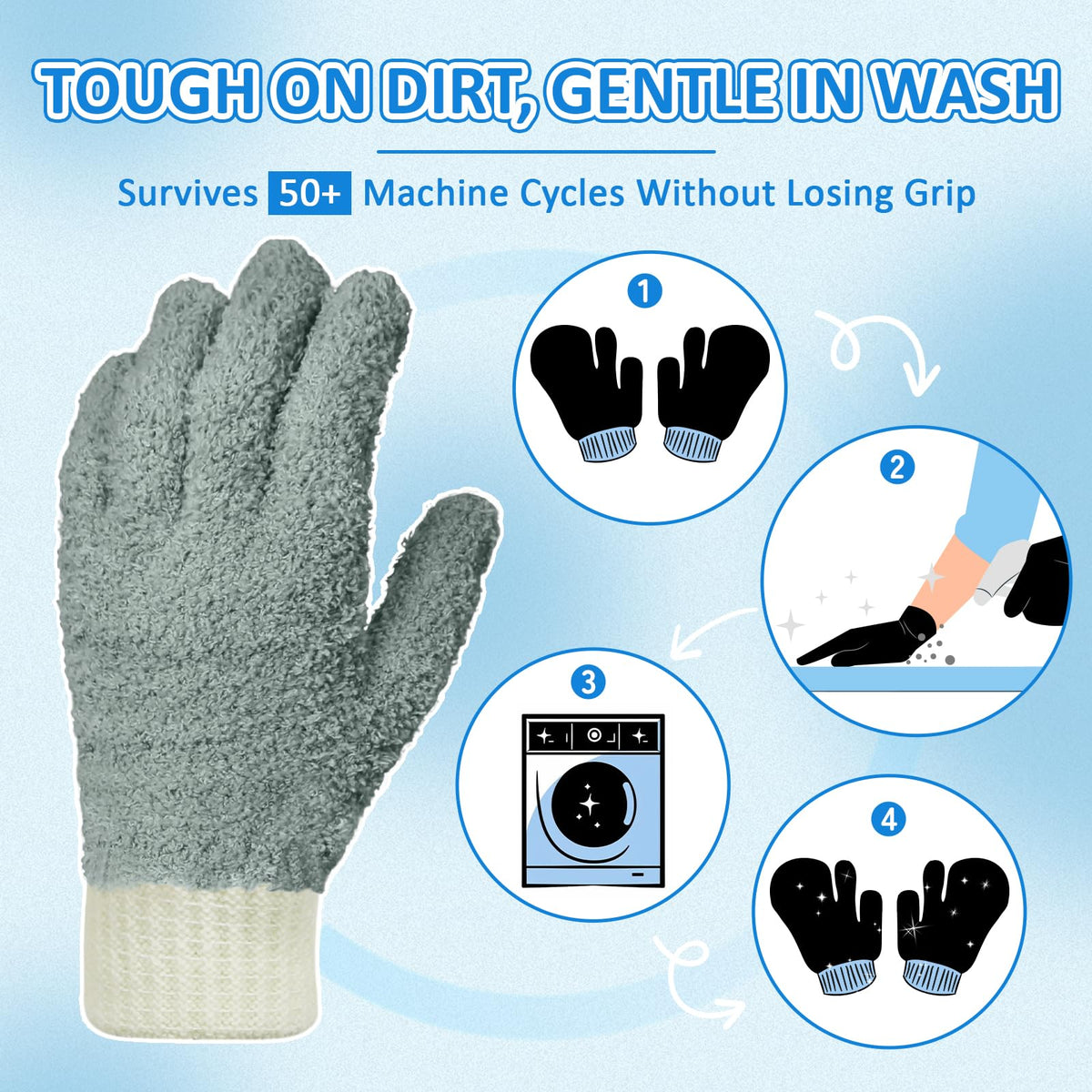 Microfiber Dusting Gloves House Cleaning Glove for Blinds (4 Count)
