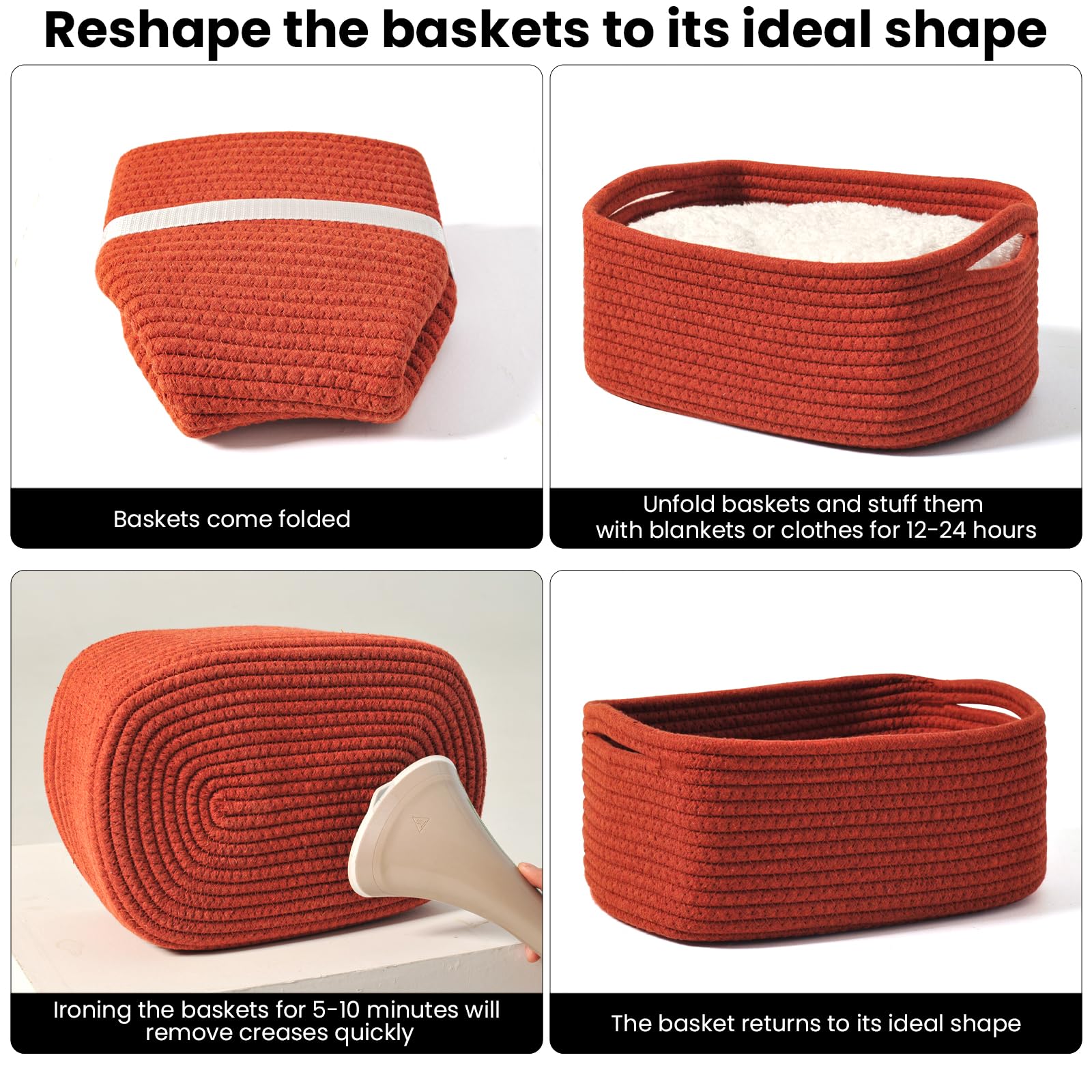 Small Red Woven Baskets for Organizing (3 Count)