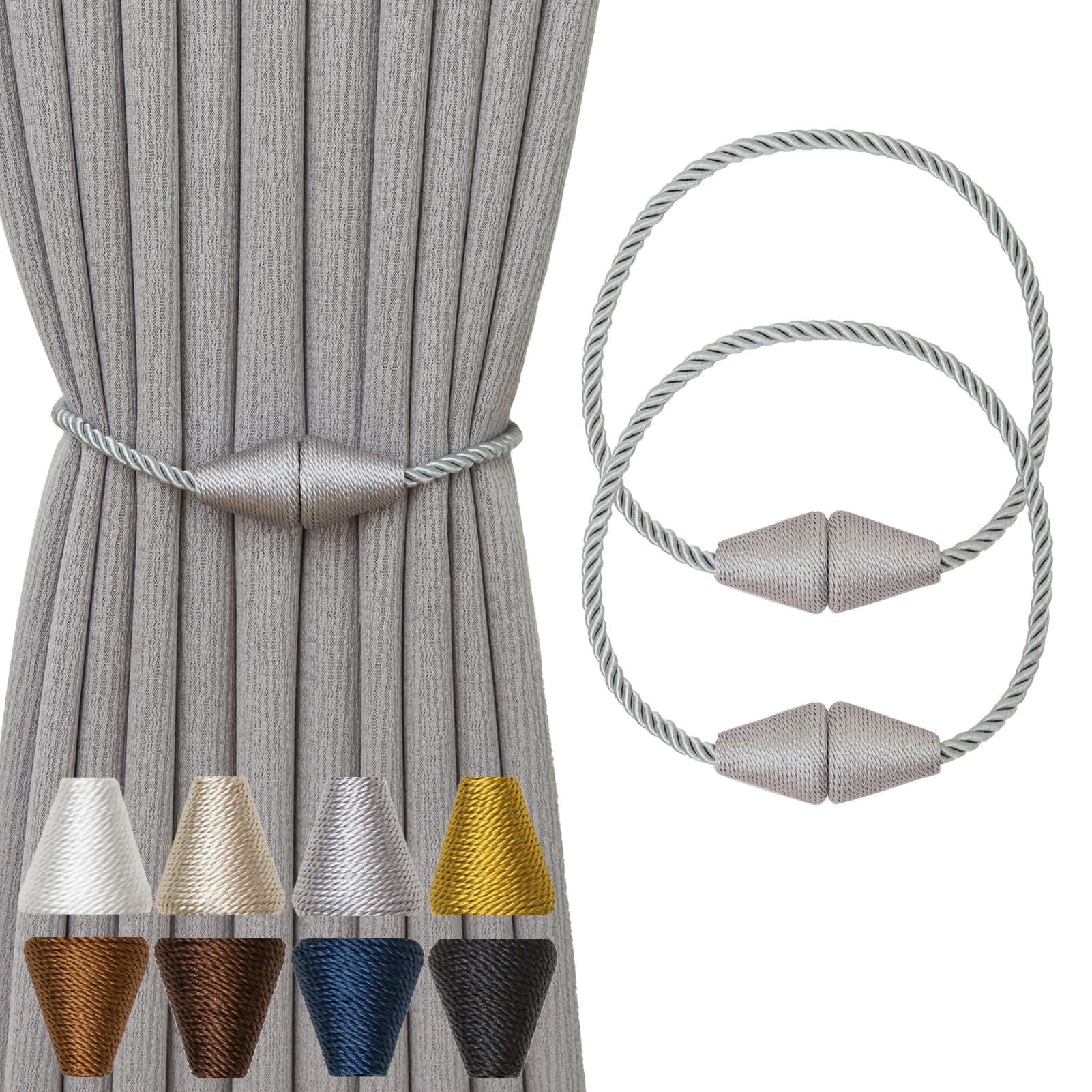Magnetic Curtain Tiebacks 2 Pack Outdoor Rope Curtain Tie Backs Decorative Window Treatment Holdbacks for Home Decorative Curtain