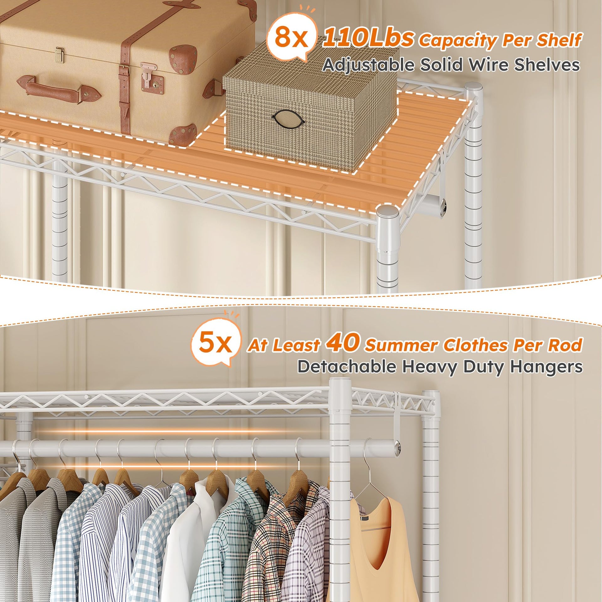 Clothes Rack Clothing Racks for Hanging Clothes Heavy Duty