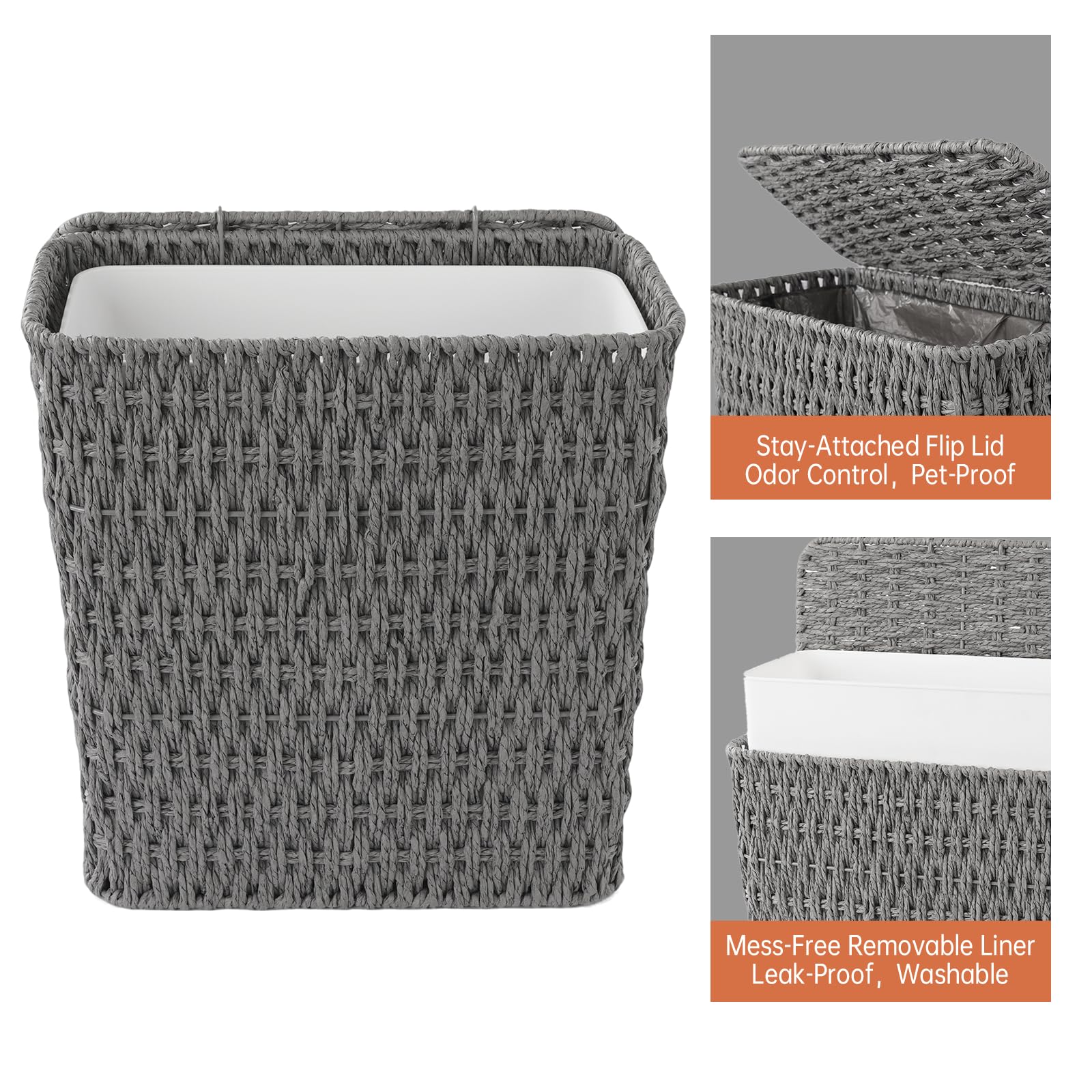 3 Gallon Paper Rope Bathroom Trash Can