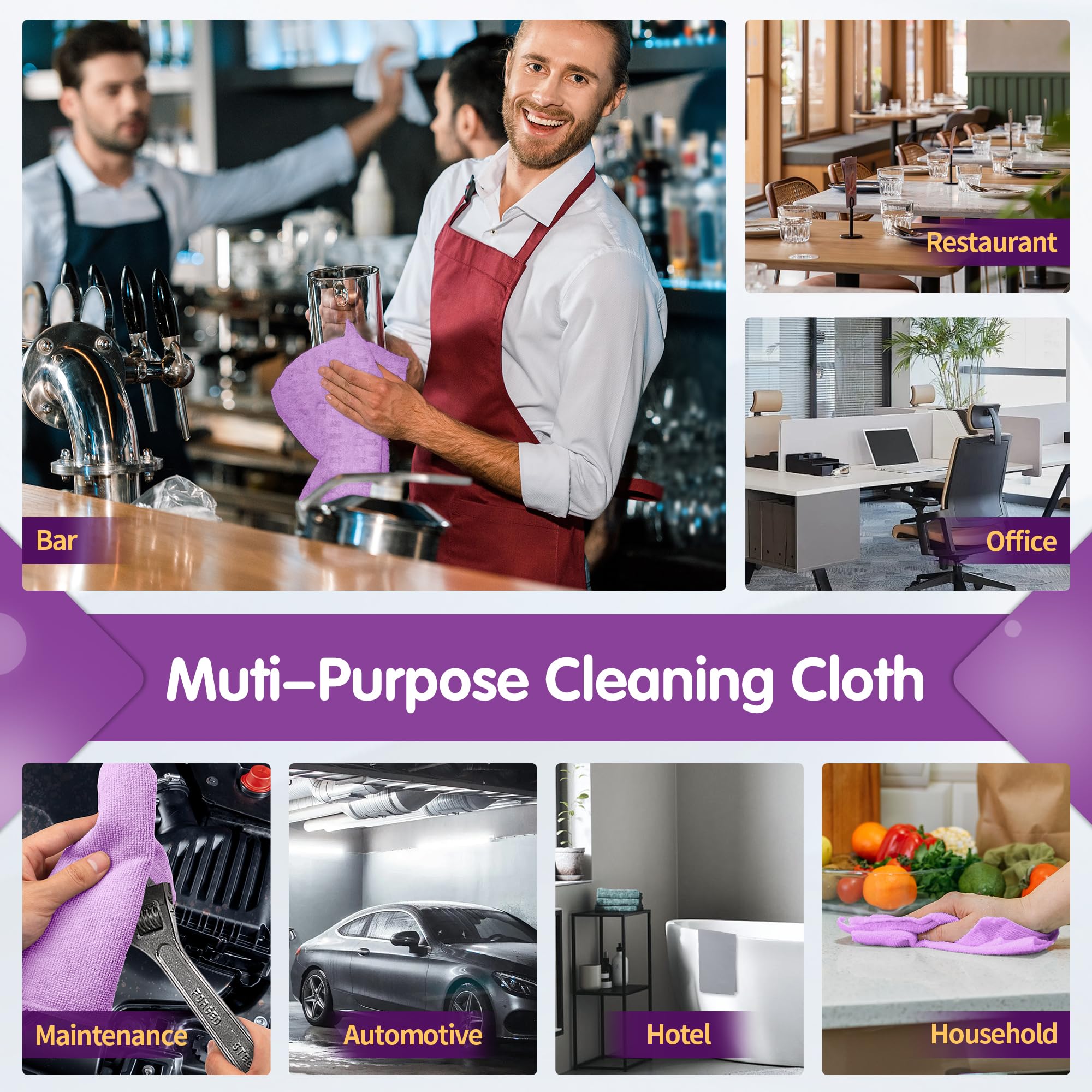 Purple Microfiber Cleaning Cloth (12 Count)