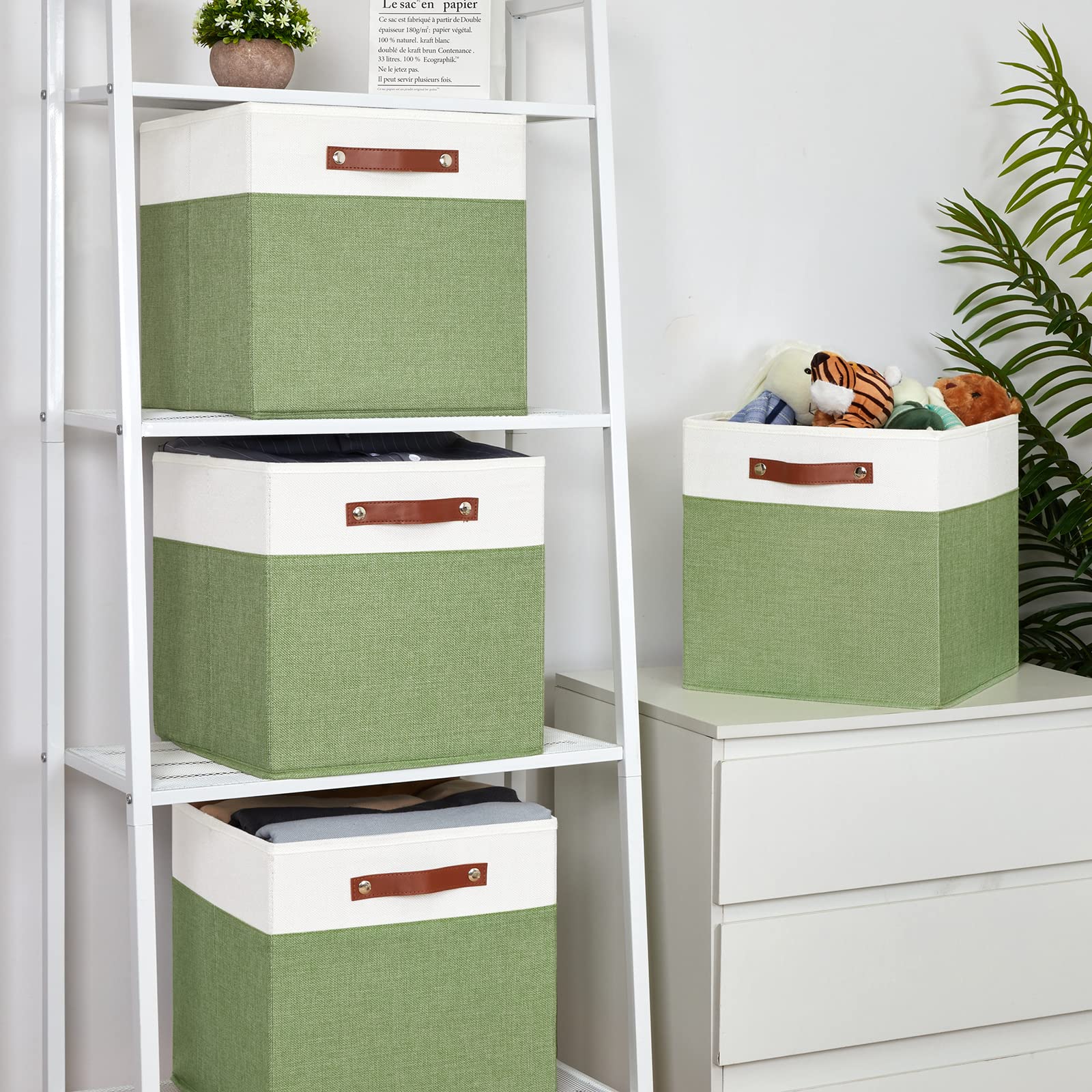 13 Inch Cube Storage Bin 4 Pack Fabric Storage Cubes Fabric Storage Bin for Shelf (4 Count)