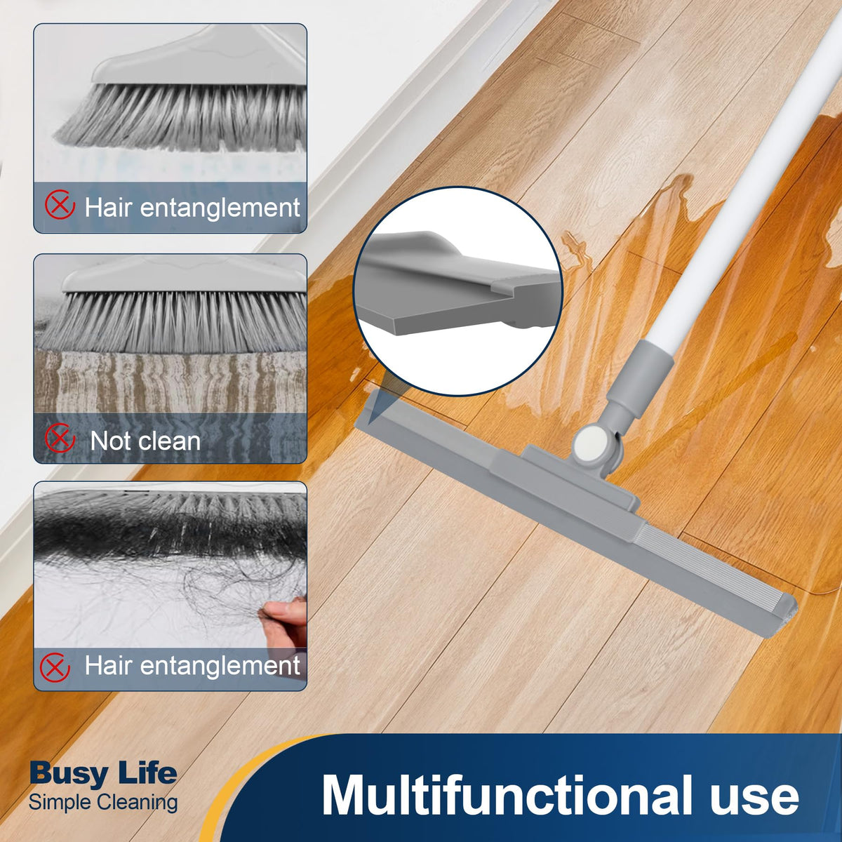 Rubber Floor Squeegee Broom TPR Blade Adjustable Scrubber Squeegee