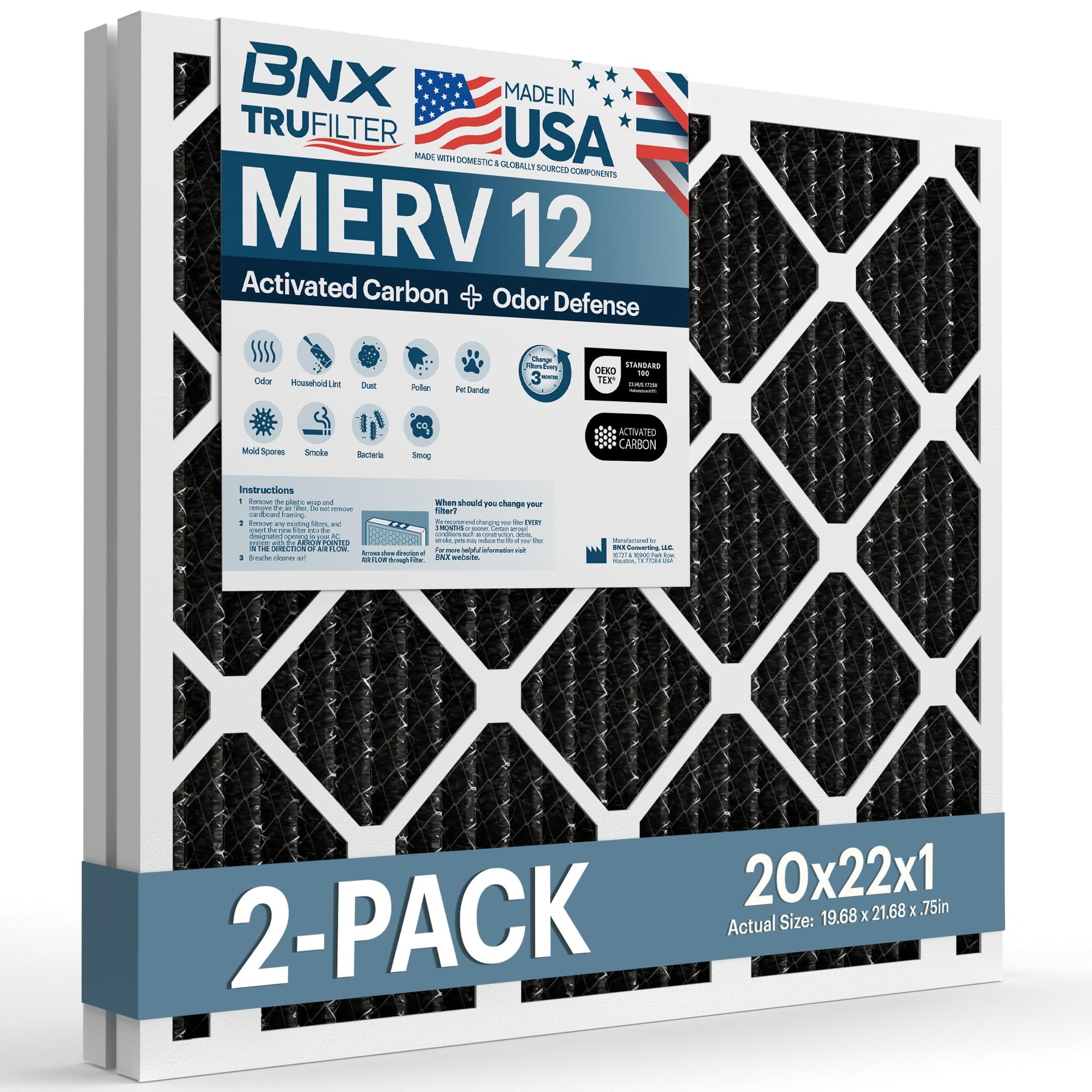TruFilter 20x22x1 MERV 12 Odor Defense (2 Count)