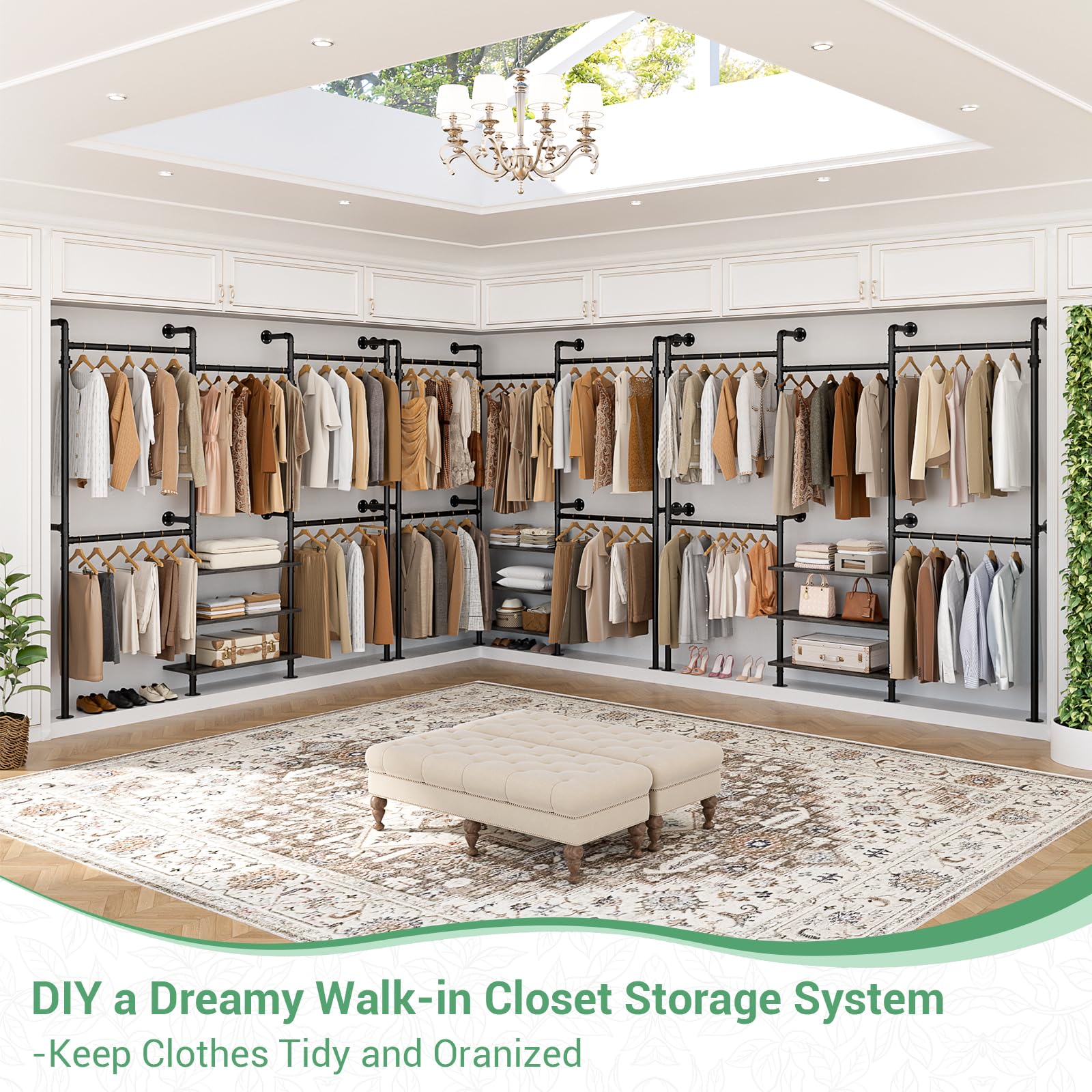 Expandable Industrial Pipe Clothing Rack
