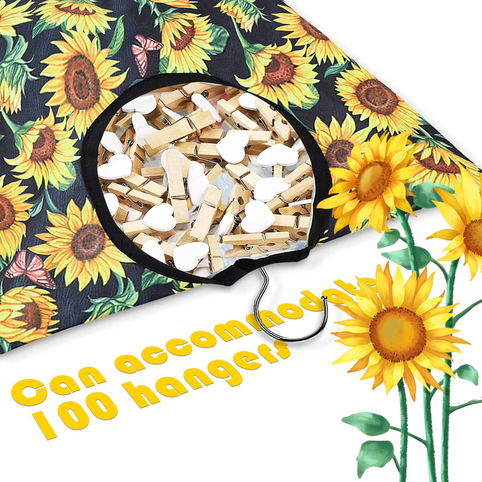 2 Pcs Sunflower Clothes Pin Bag Clothespin Bag Holder Clothespin Holder 15 X 11 Inch Clothes Pin Hanging Bag Clothespin Bag for Clothesline Outdoor Outside Wardrobe and Laundry Room (2 Count)