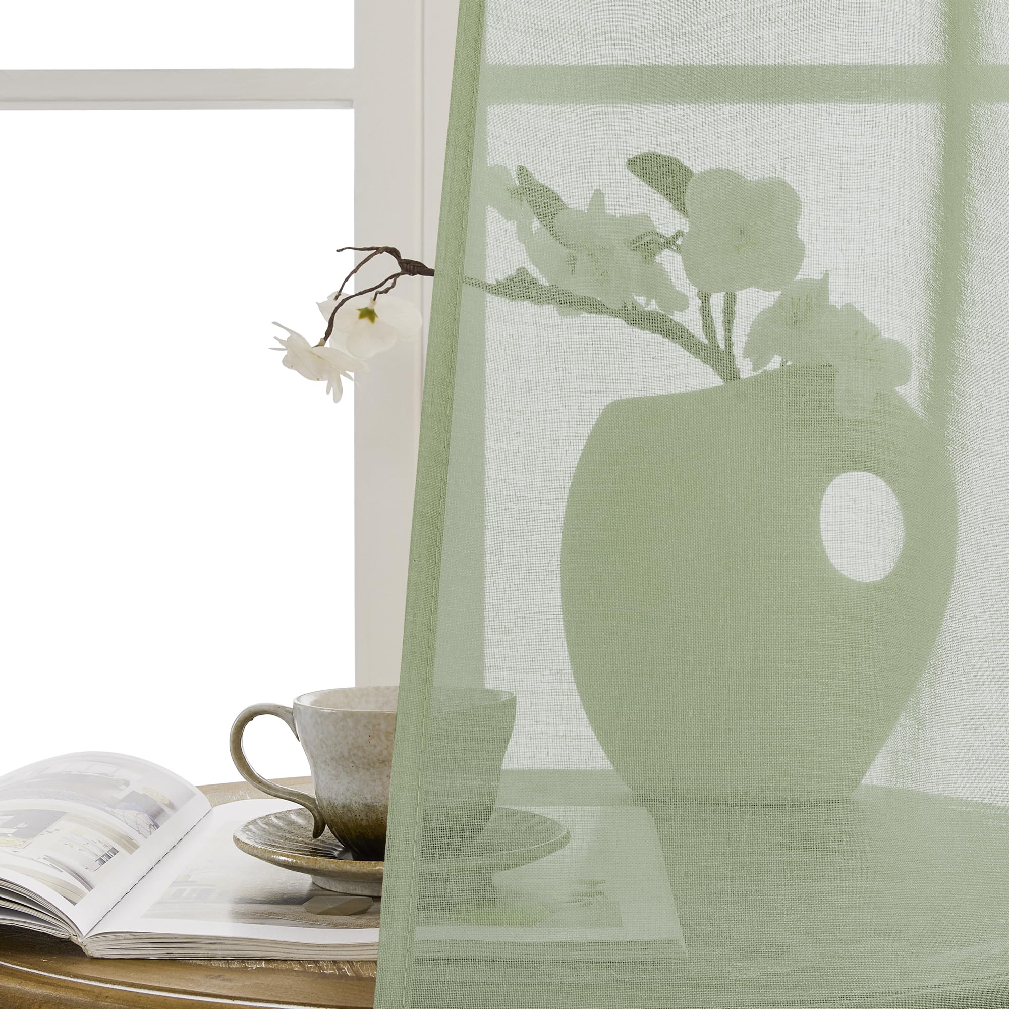 Small Sheer Door Curtain Closet Linen Textured Curtain Sheers Doorway Light Filtering Voile French Door Rod Pocket Curtains Patio Glass Doors