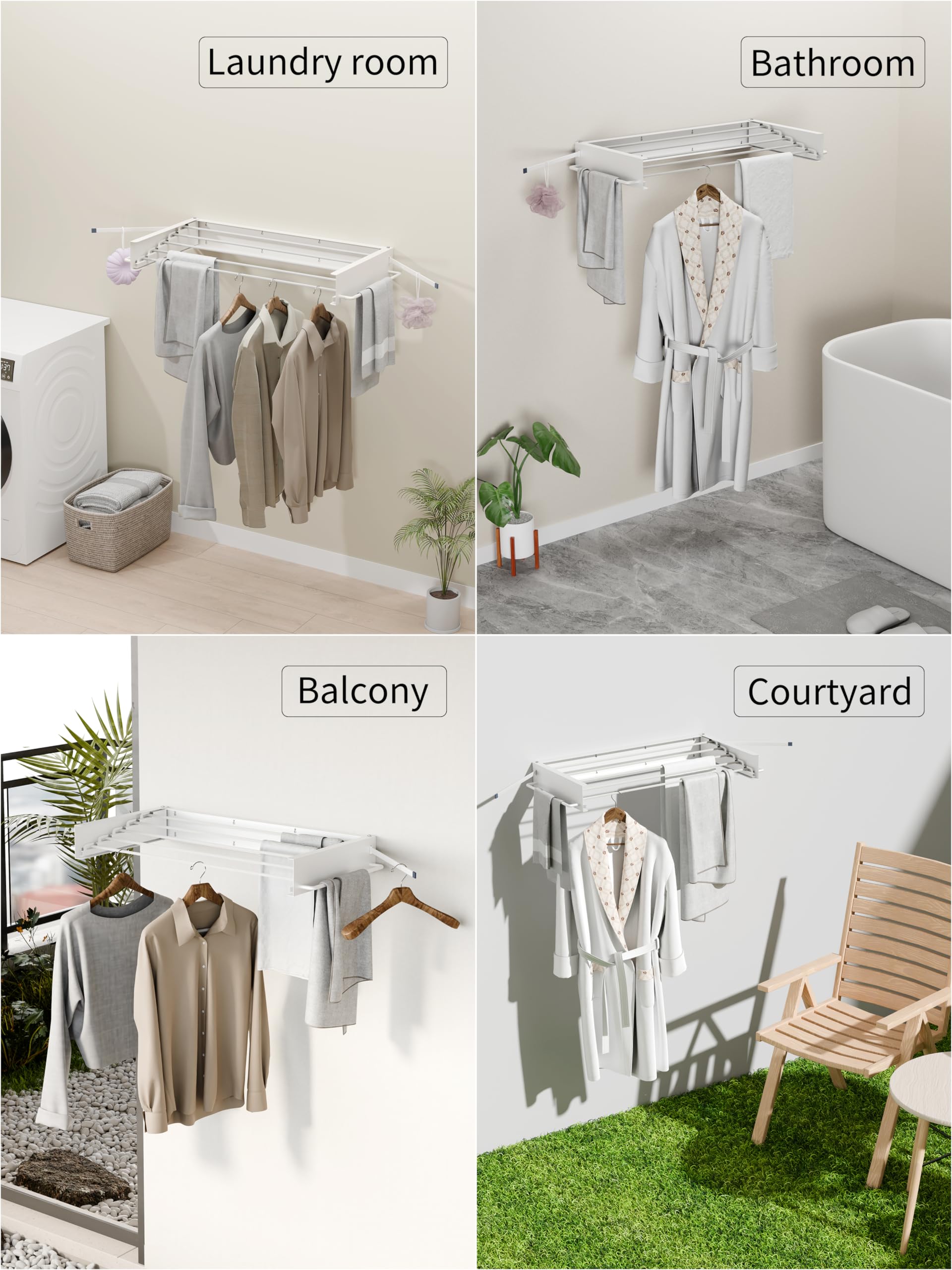 Wall Mounted Clothes Drying Rack