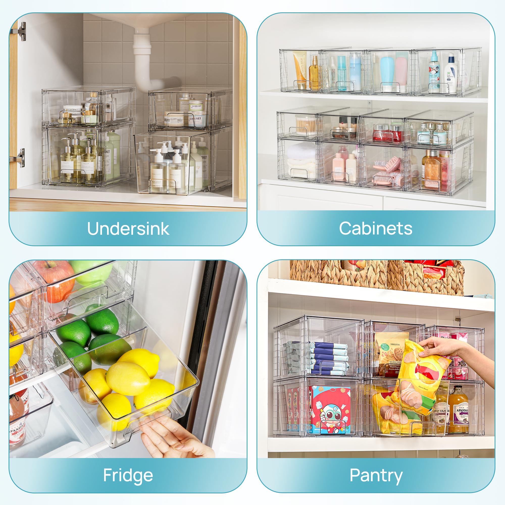 Clear Stackable Storage Drawers (4 Count)