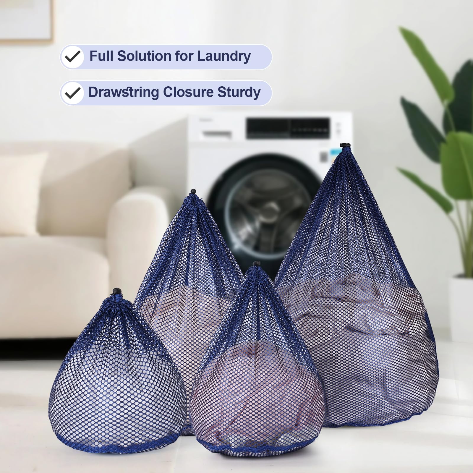 4Pcs Mesh Laundry Bags Washing Machine Mesh Wash Bags for Clothes (4 Count)