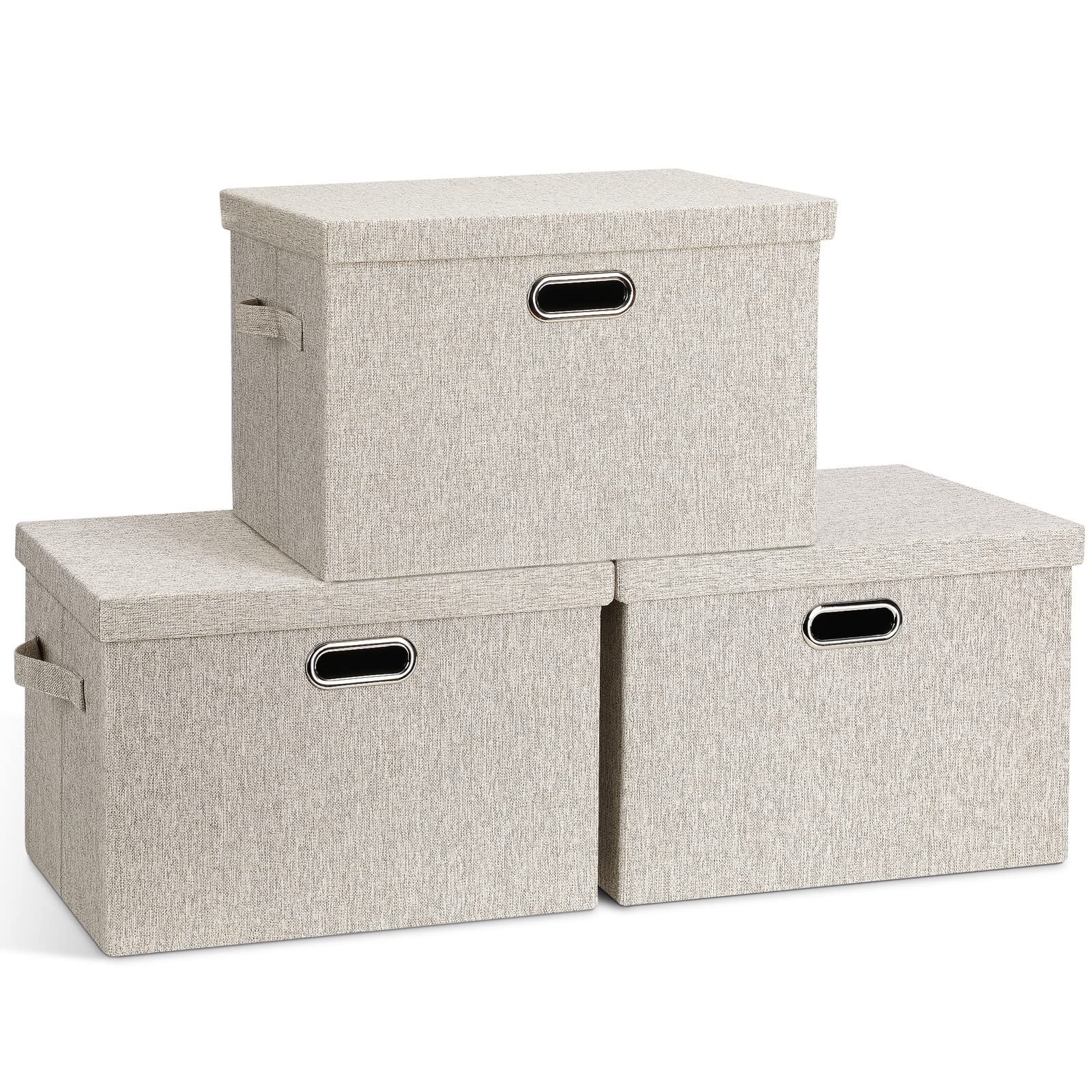 Large Quart Collapsible Stackable Storage Bins with Lids (3 Count)