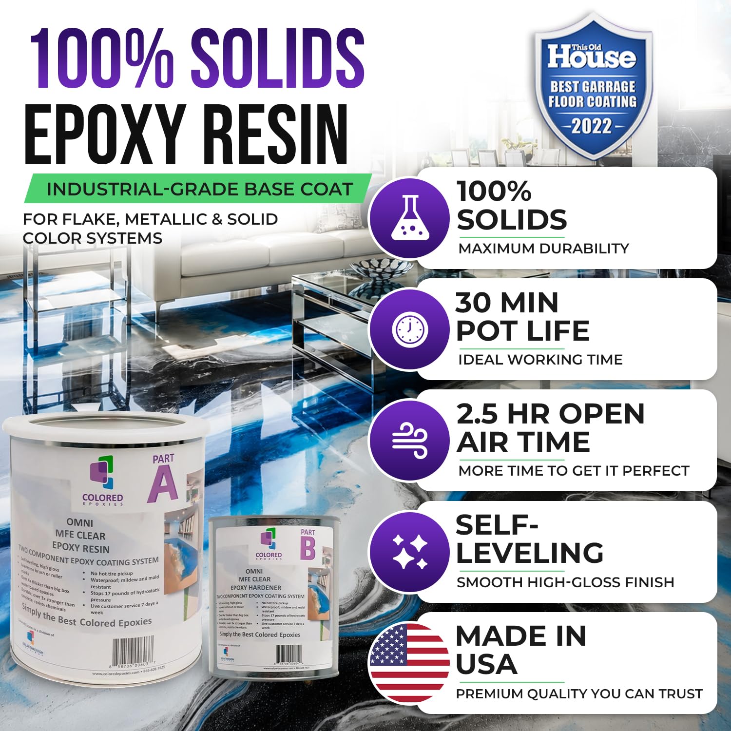 10003 Clear Epoxy Resin Coating Made with Beautiful and Vibrant Pigments (1920 Fl Oz)