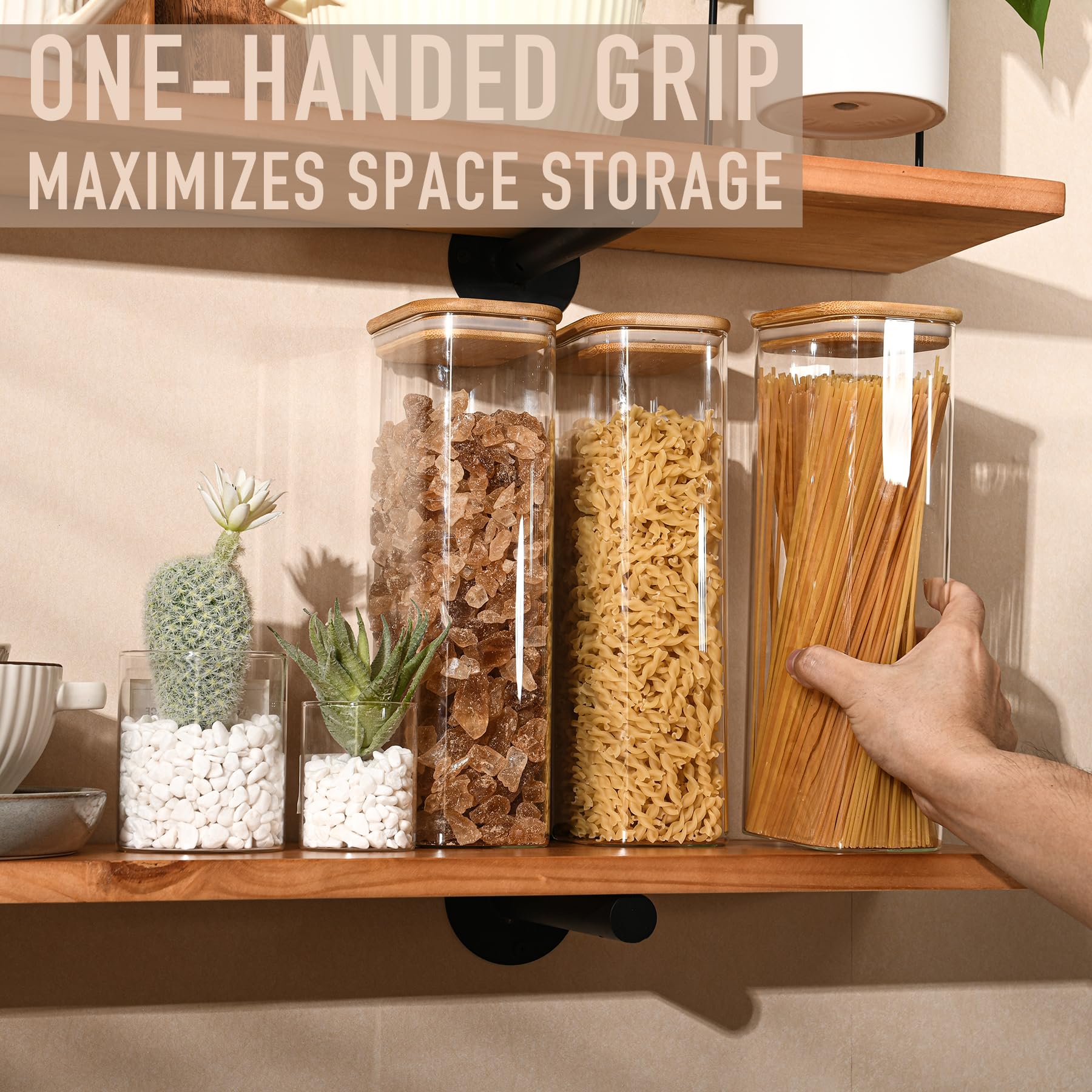 71oz Rectangle Airtight Glass Storage Containers with Bamboo Lids (4 Count)