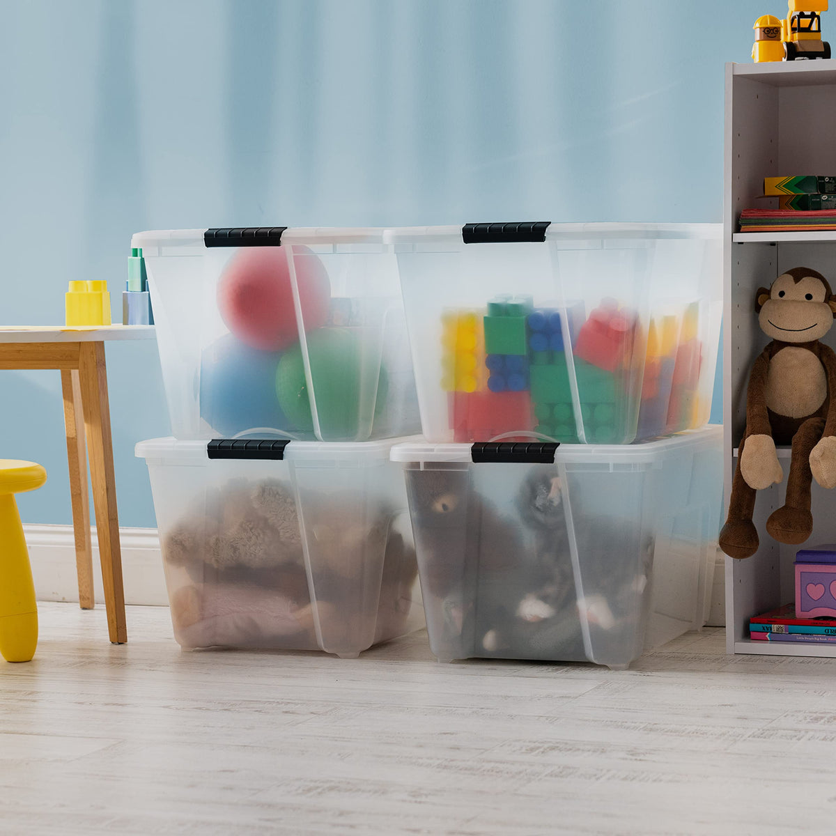 4 Pack 54 Quart Storage Bins with Lids (4 Count)