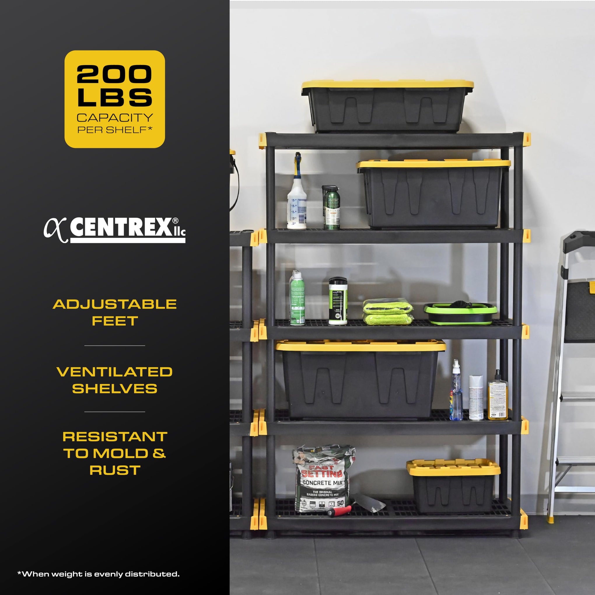 5 Tier Heavy Duty Plastic Storage Shelves for Garage Organization (5 Count)