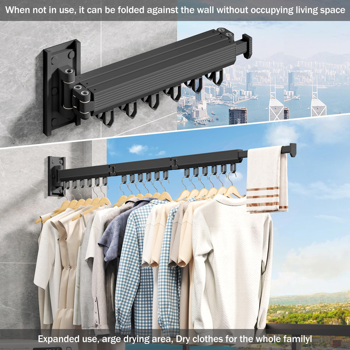 Wall Mounted Foldable Clothes Drying Rack