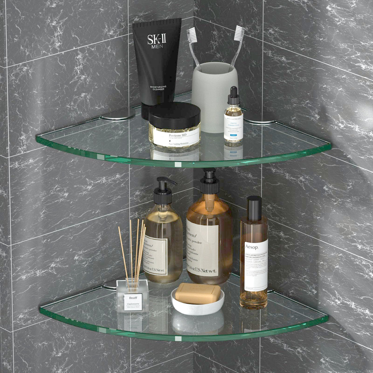 Corner Glass Shower Caddy 4 Pack 8MM (4 Count)