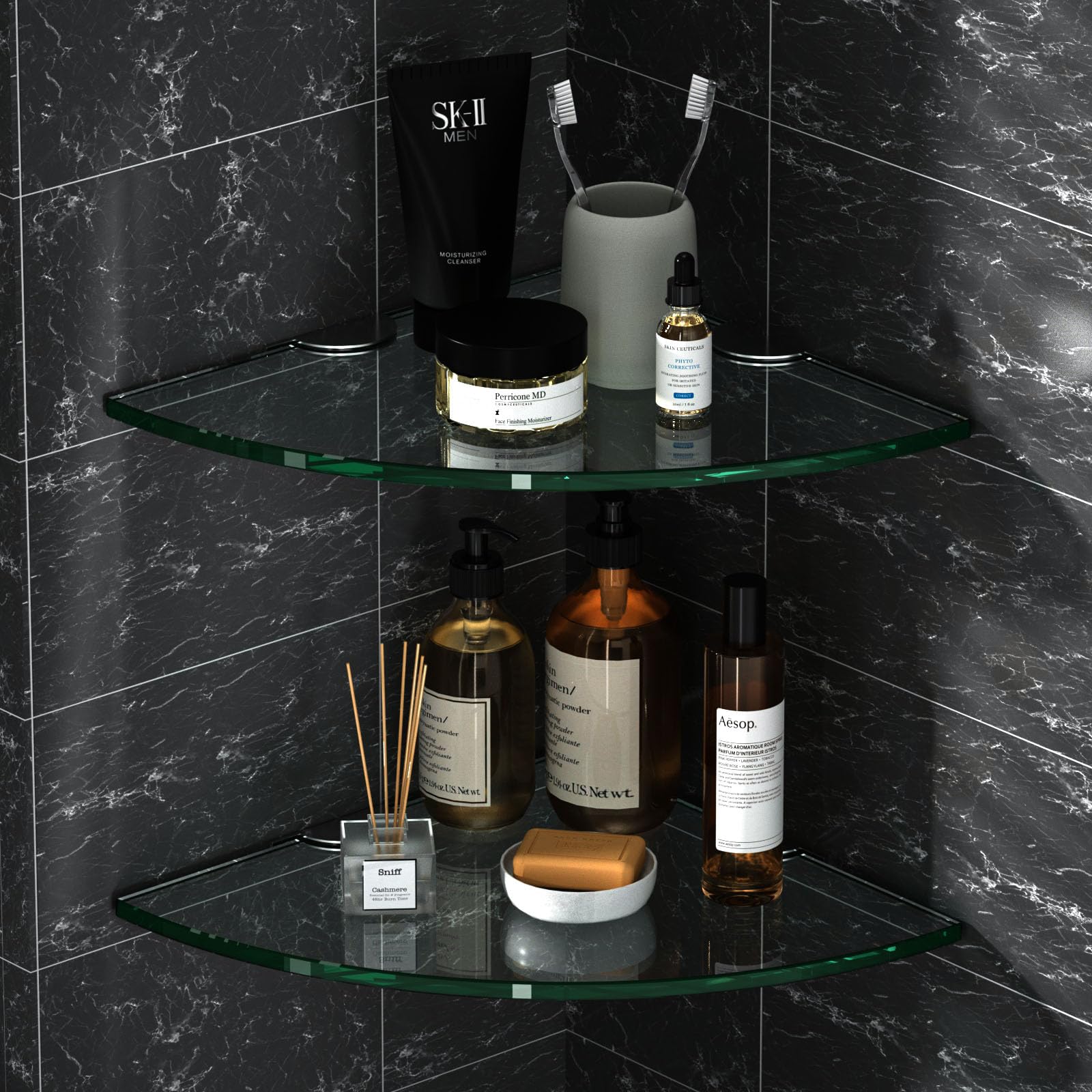 Corner Glass Shower Caddy 2 Pack 8MM (2 Count)
