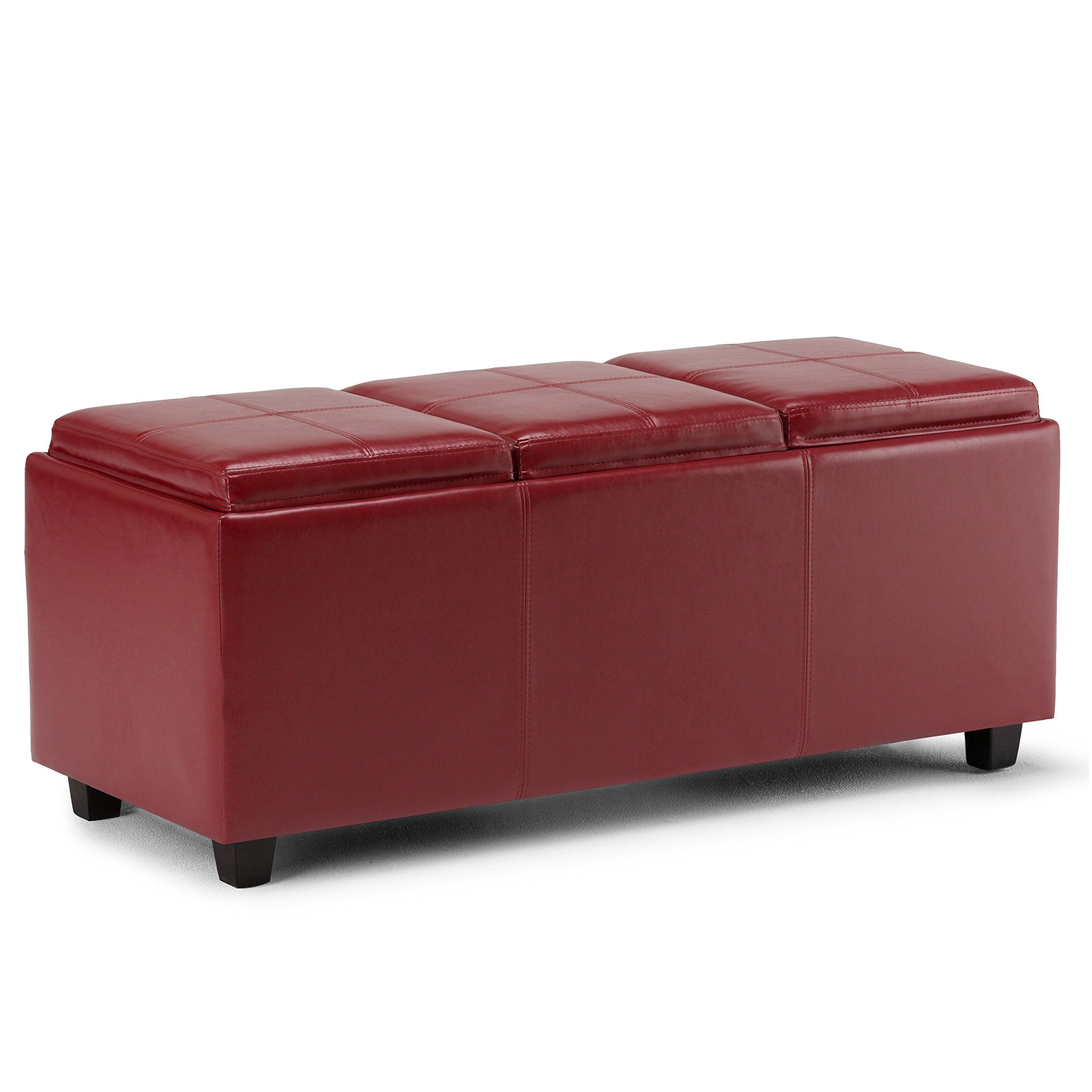Avalon 48" Wide Vegan Leather Storage Ottoman in Grey Brown