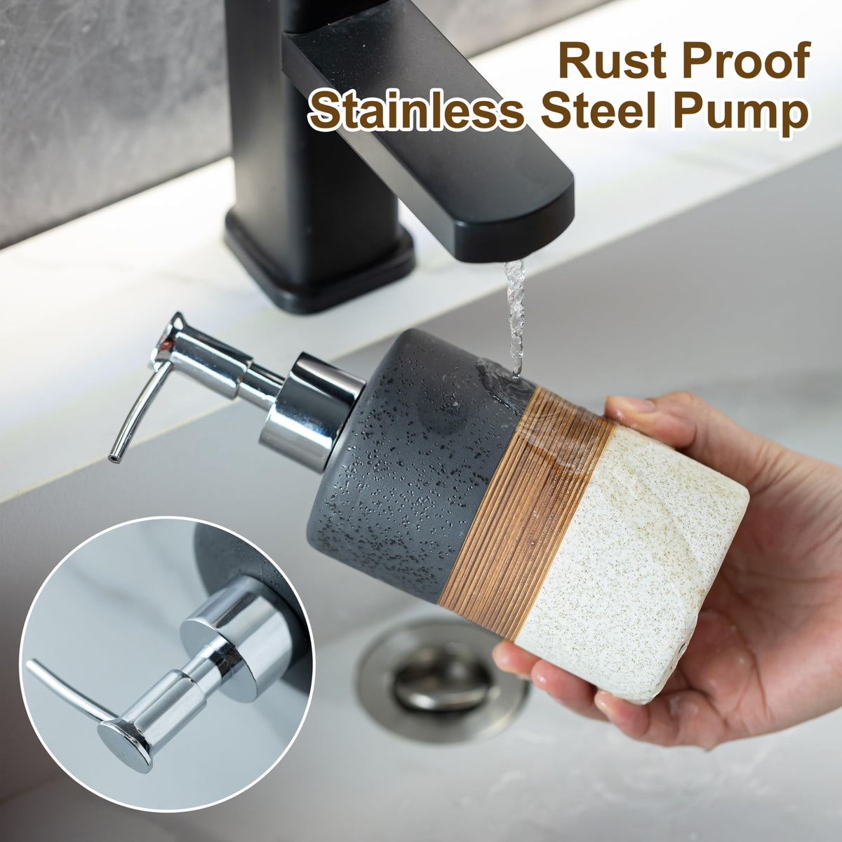 Ceramic Dish Soap Dispensers Set of 2 for Kitchen and Bathroom (2 Count)