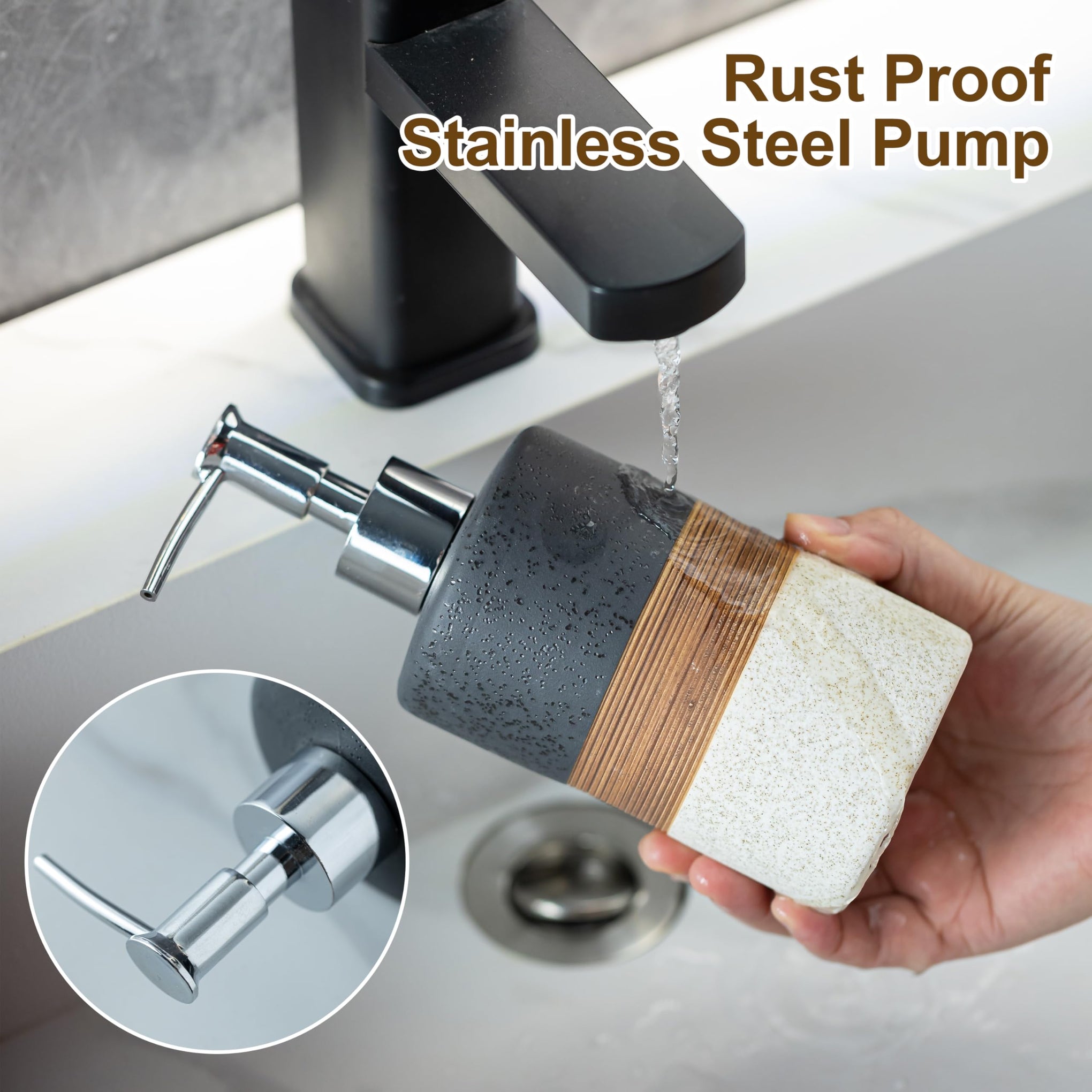 Ceramic Dish Soap Dispensers Set of 2 for Kitchen and Bathroom (2 Count)