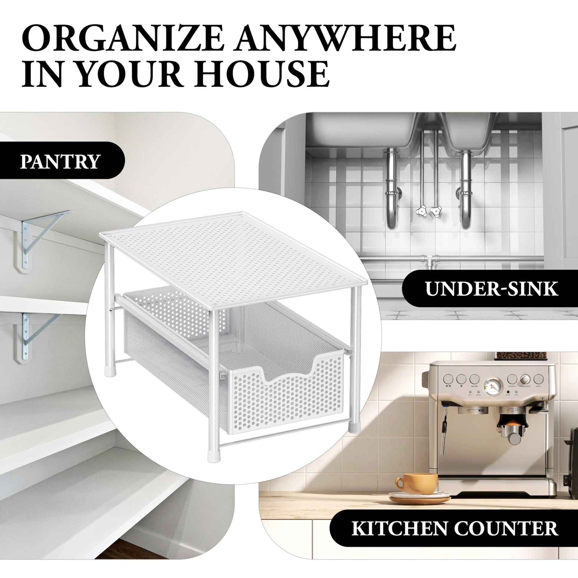 Stackable Under Sink Sliding Basket Drawer